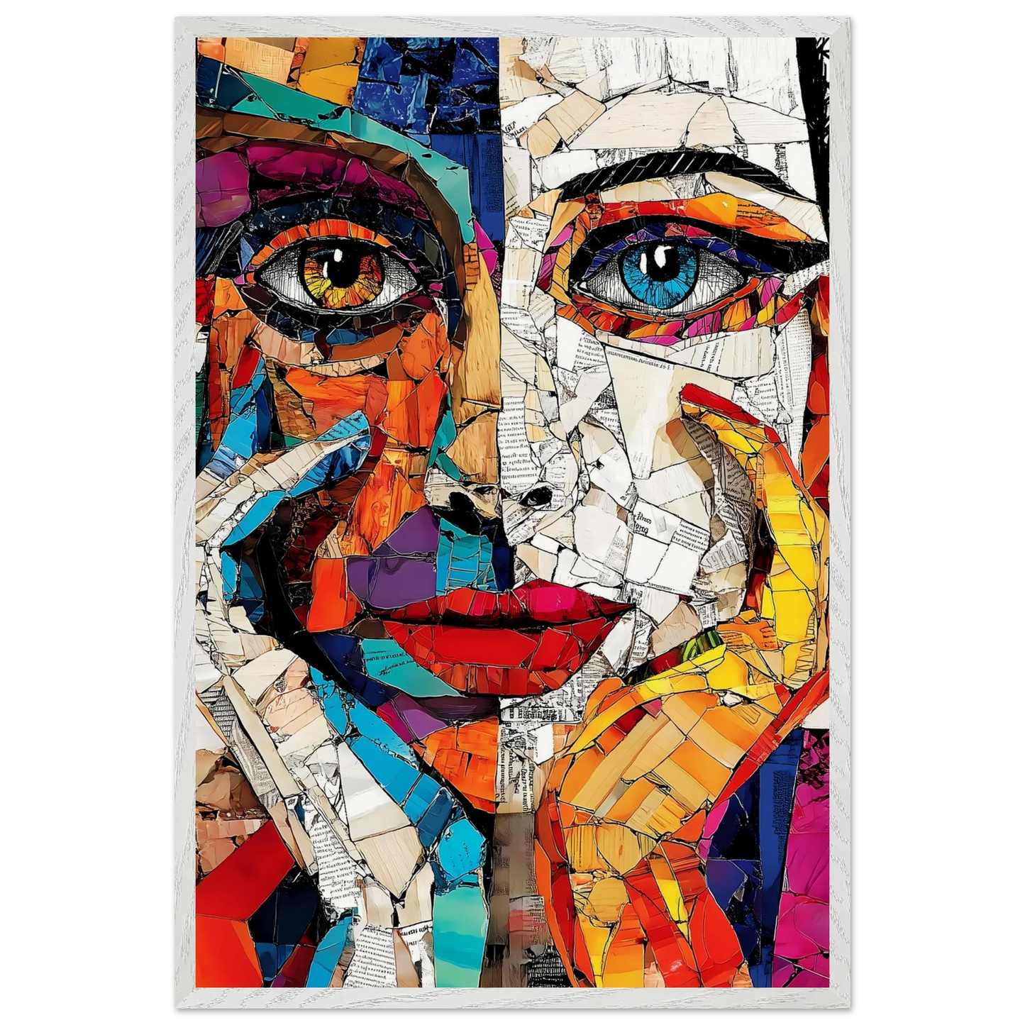 Visages Déchirés — tableau encadre bois — vue 7 — art mural STNCL