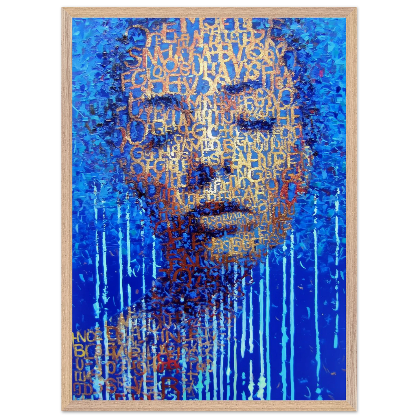 Visage de Lettres — tableau encadre bois — vue 13 — art mural STNCL