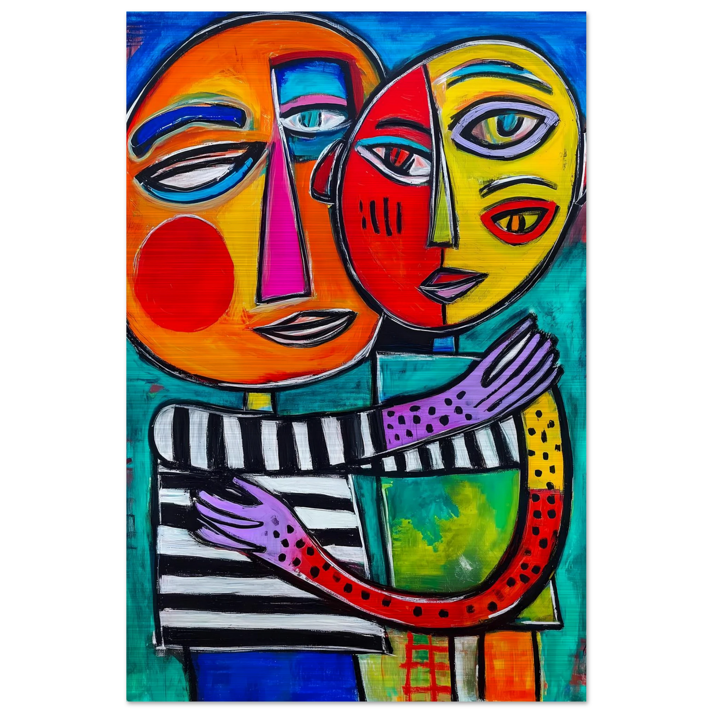 Étreinte Cubiste — tableau aluminium — vue 3 — art mural STNCL