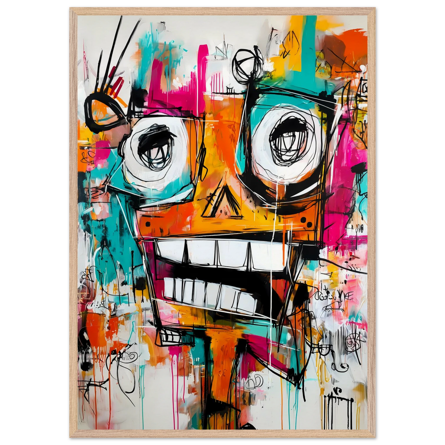 Face à Grands Yeux — tableau encadre bois — vue 6 — art mural STNCL