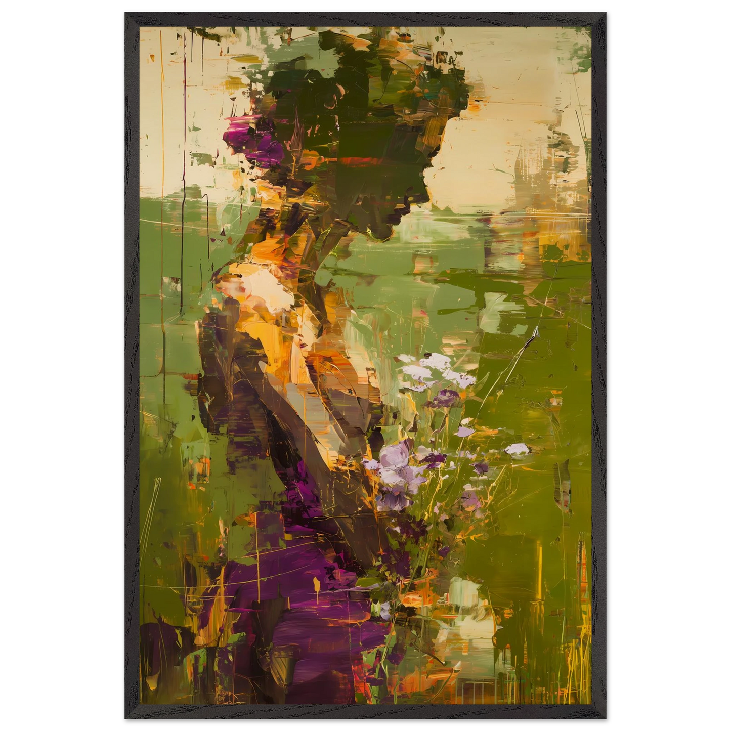 Dans les Herbes Hautes — tableau encadré bois — vue 2 — art mural STNCL
