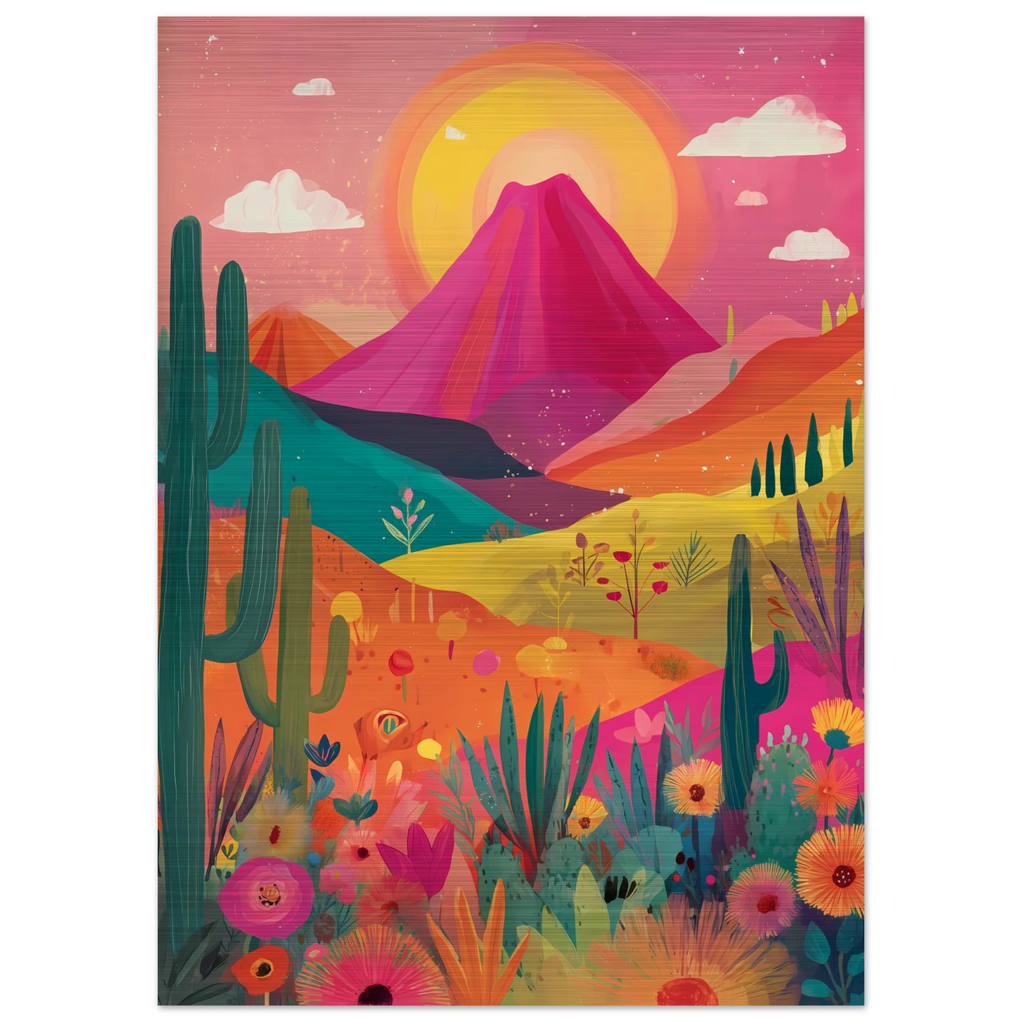 Volcan Fleuri — tableau aluminium — vue 4 — art mural STNCL