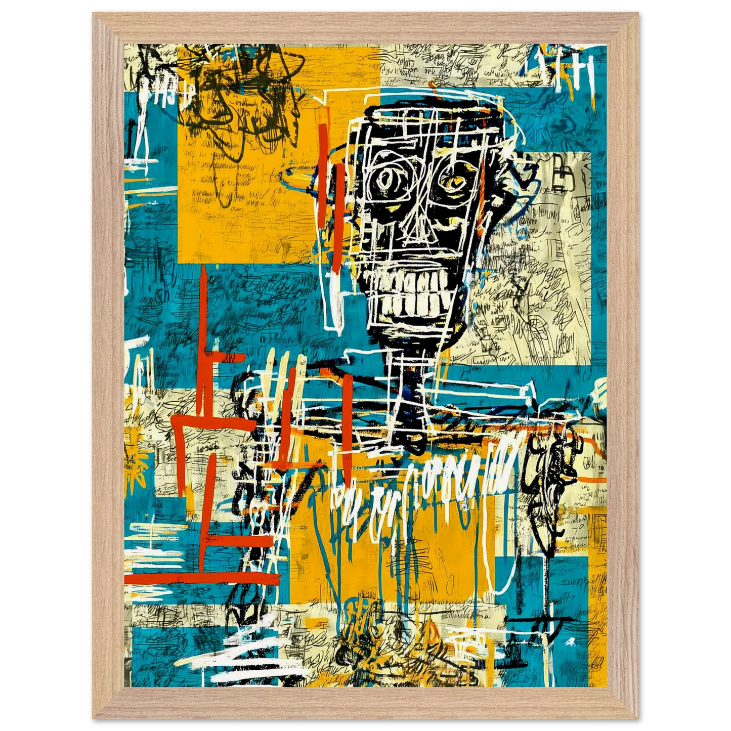 Visage Griffé — tableau encadré bois — vue 12 — art mural STNCL