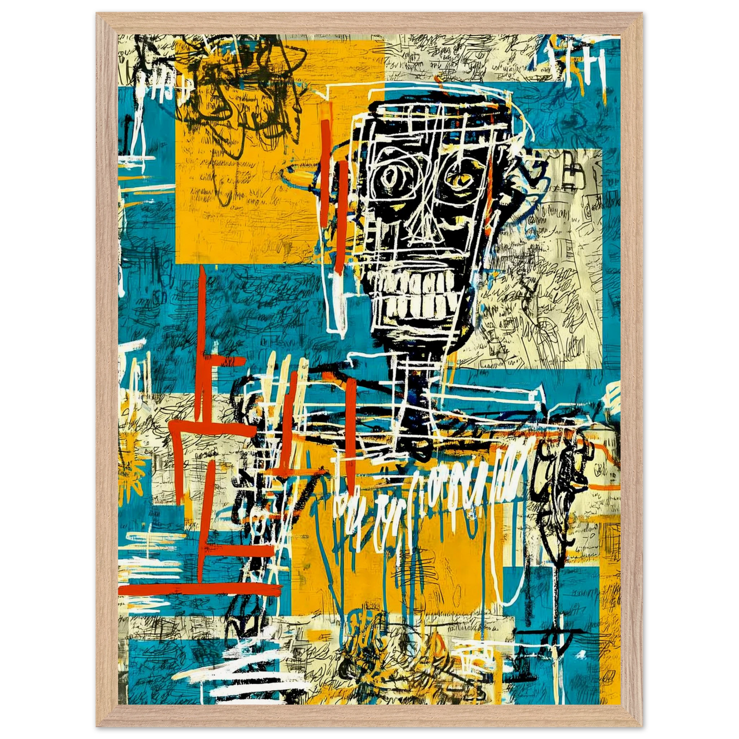 Visage Griffé — tableau encadré bois — vue 3 — art mural STNCL