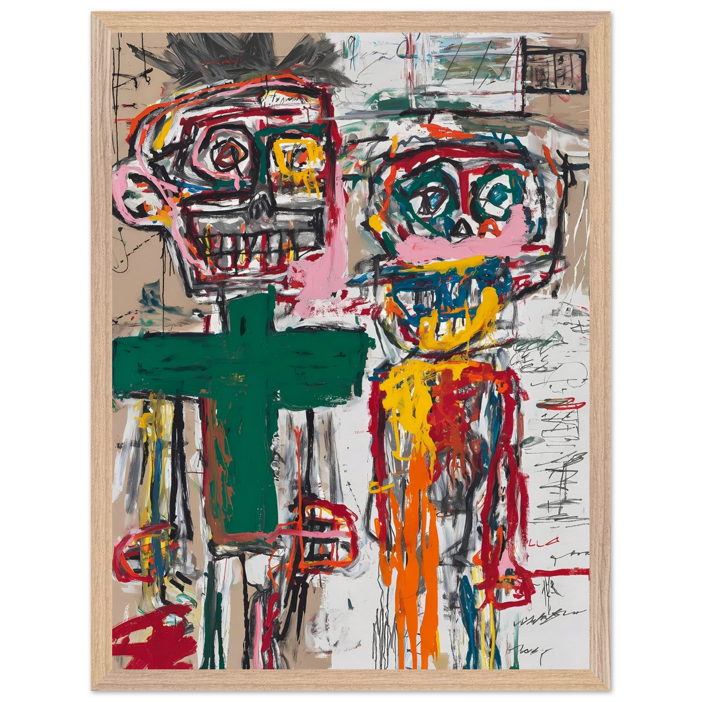 Deux Totems — tableau encadre bois — vue 3 — art mural STNCL
