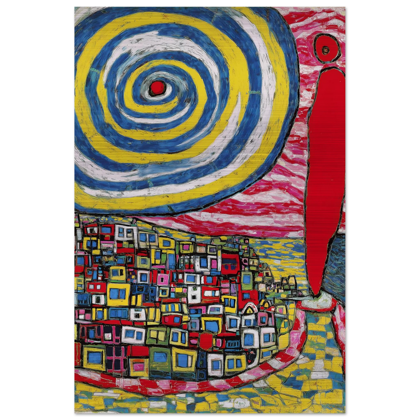 La Spirale et les Maisons — tableau aluminium — vue 3 — art mural STNCL