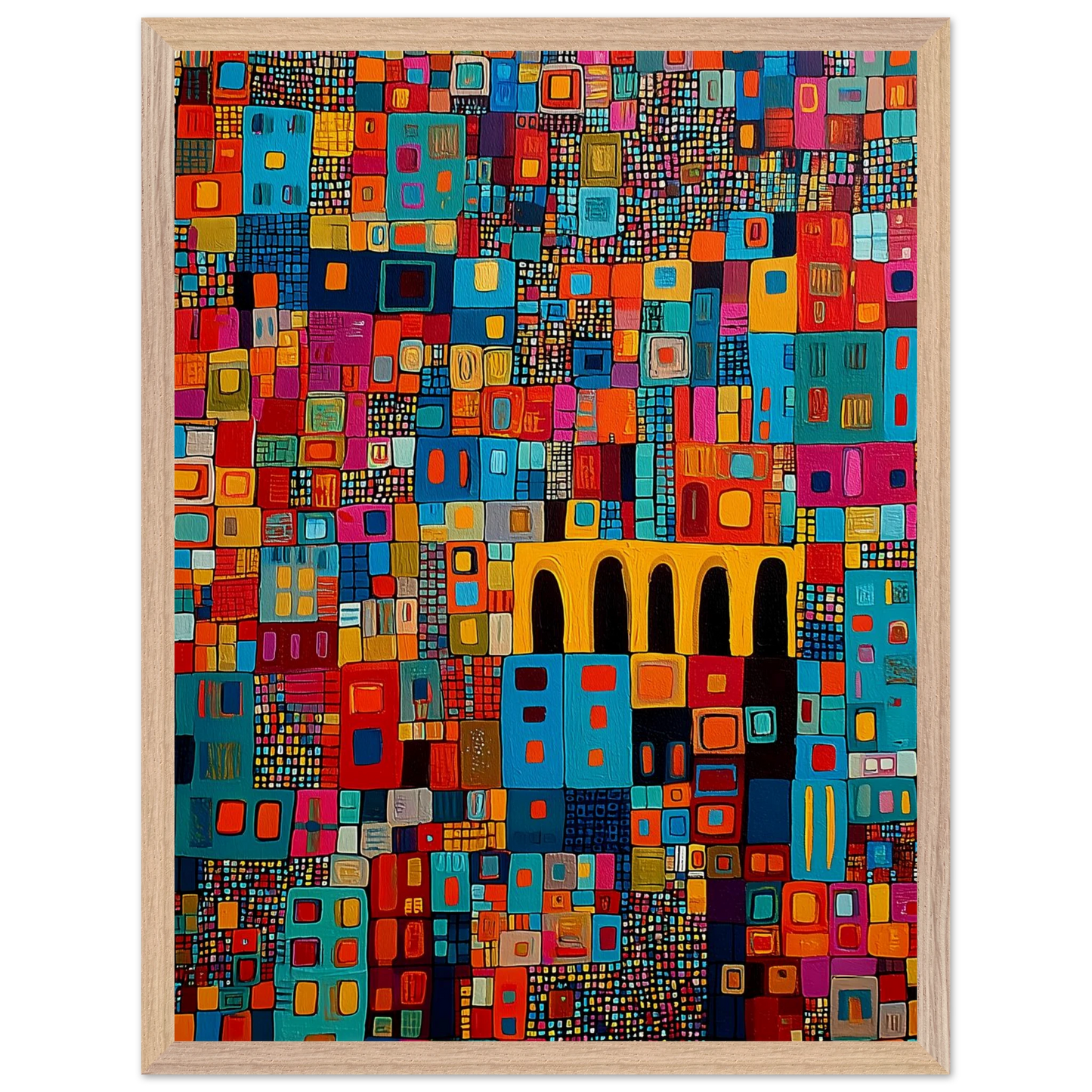 Cité Mosaïque — tableau encadre bois — vue 3 — art mural STNCL