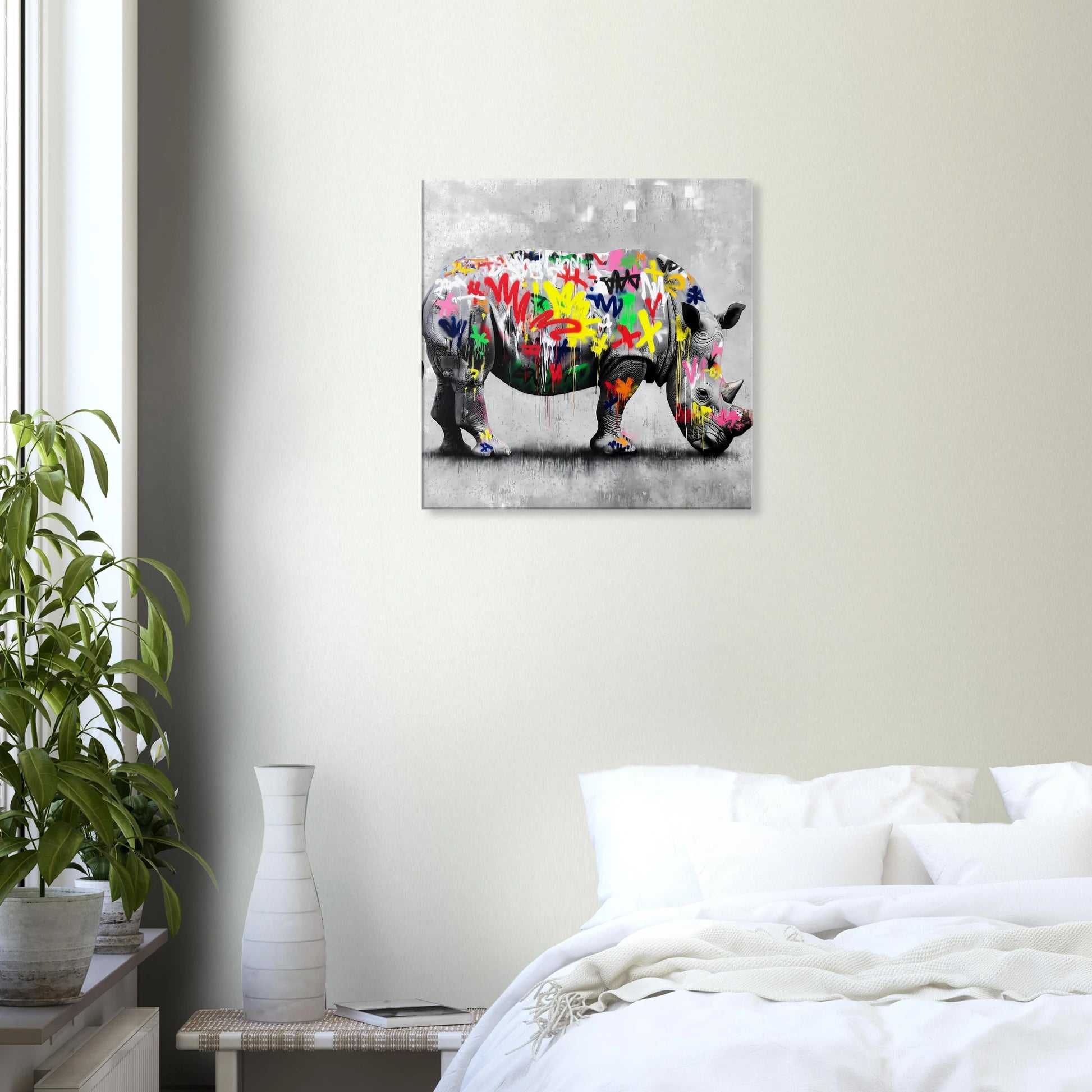 Rhinocéros Bombé — tableau sur toile — vue 6 — art mural STNCL