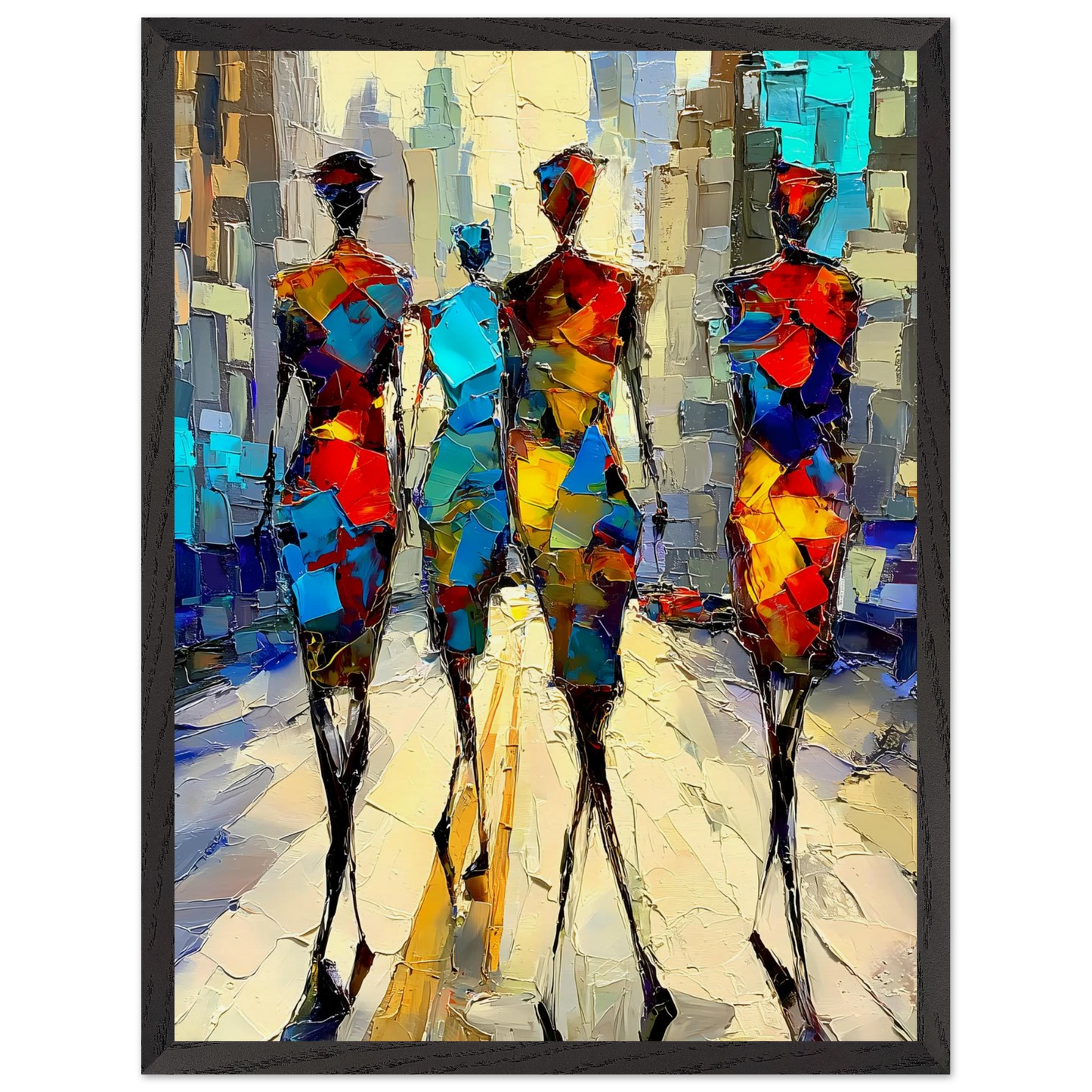 Silhouettes en Mosaïque — tableau encadré bois — vue 15 — art mural STNCL