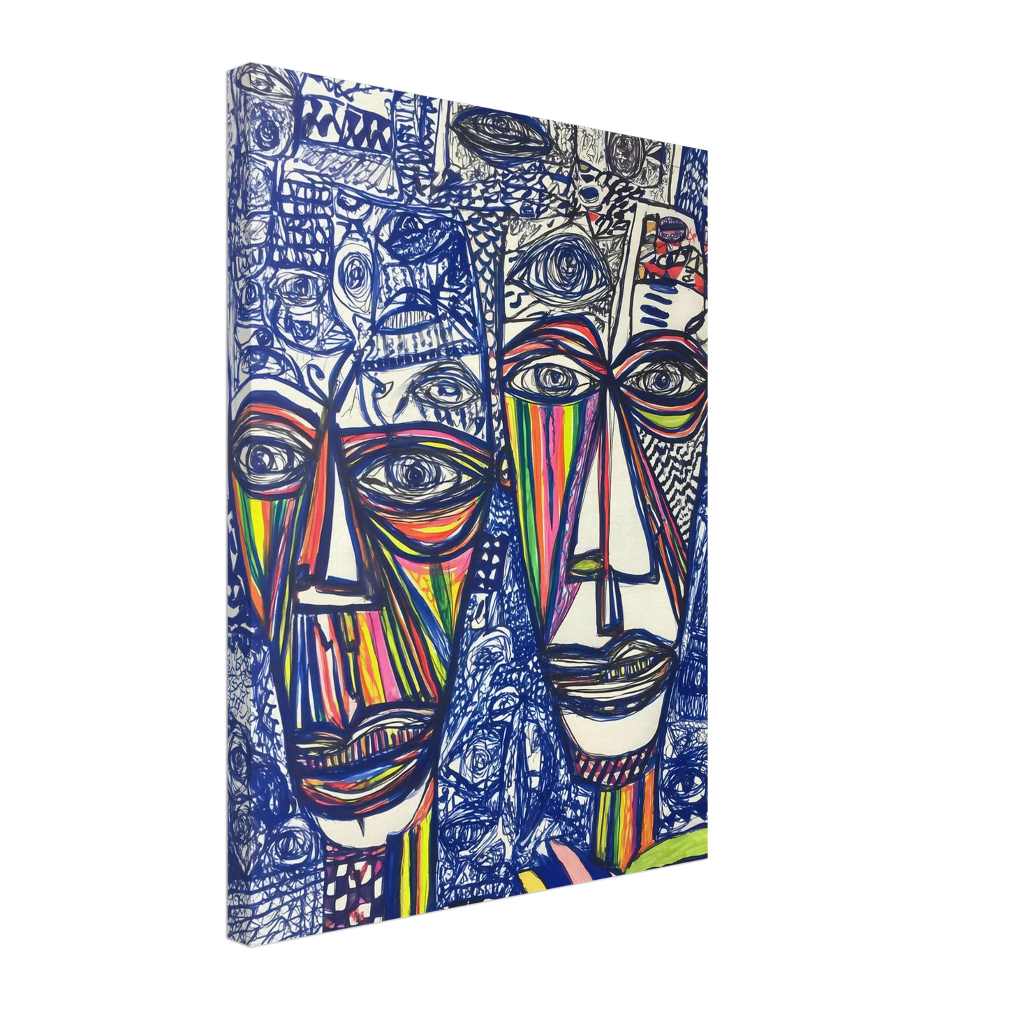 Deux Visages au Feutre — tableau sur toile — vue 5 — art mural STNCL