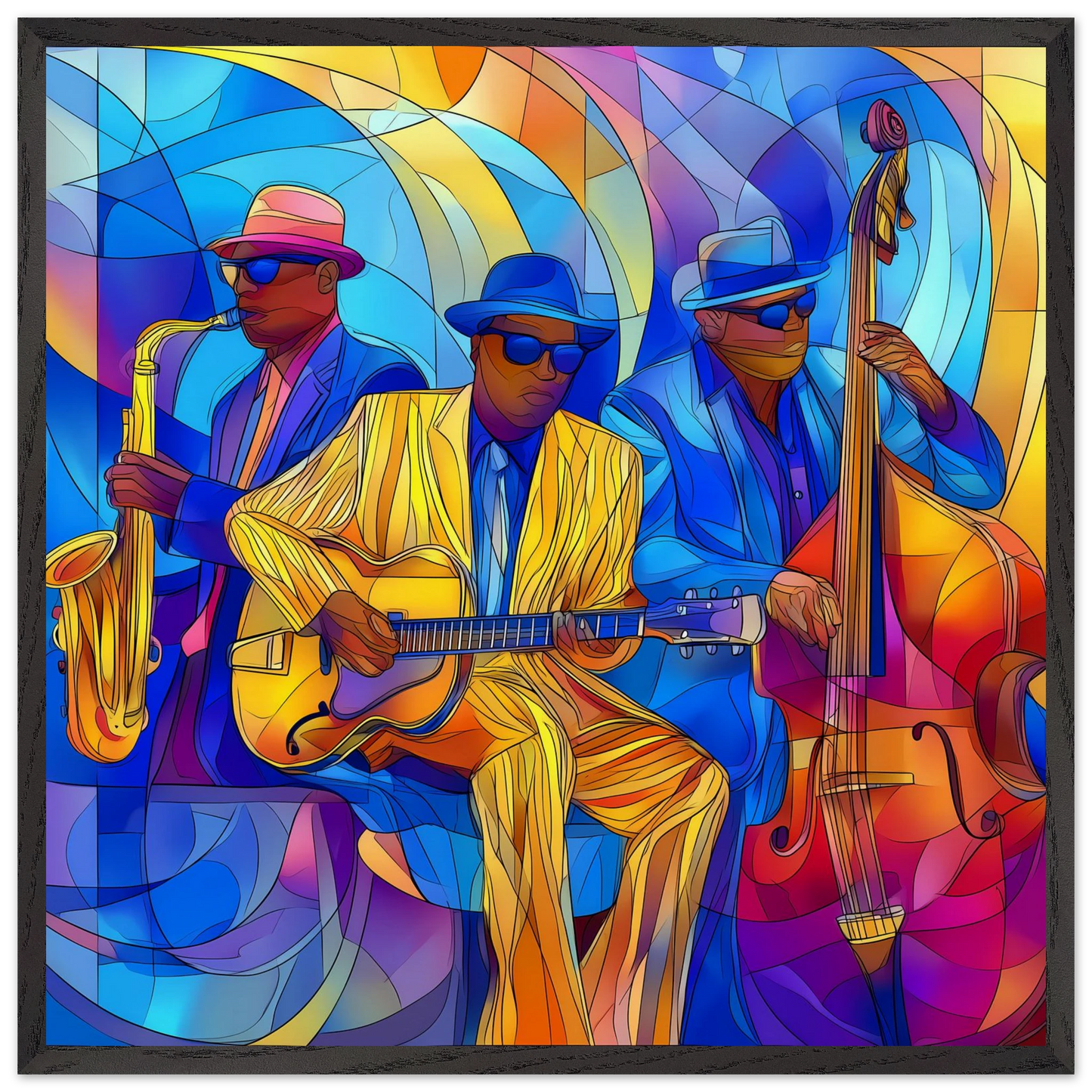Trio de Jazz — tableau encadre bois — art mural STNCL