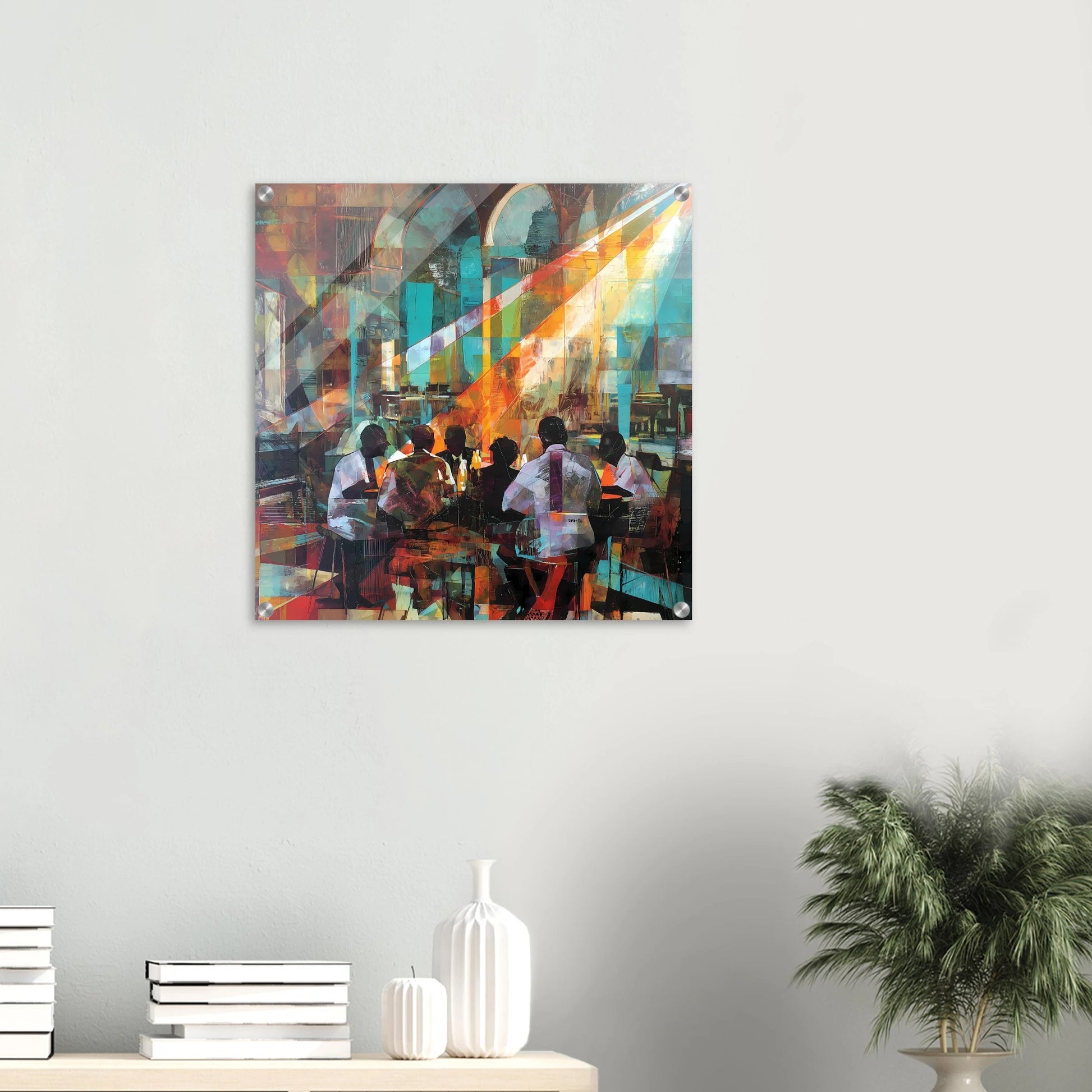Rencontre au Café — tableau plexiglas — vue 5 — art mural STNCL
