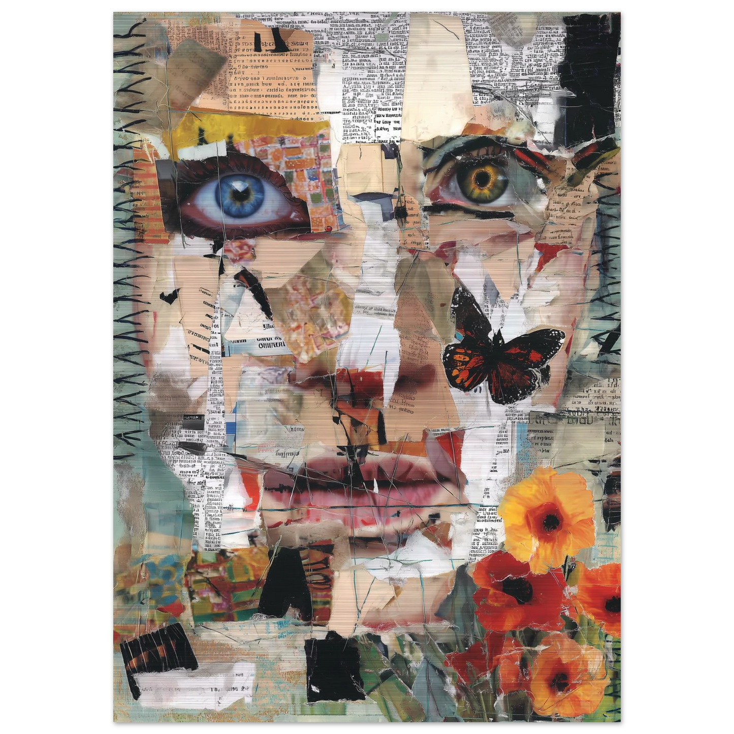 Le Visage de Papier — tableau aluminium — vue 4 — art mural STNCL