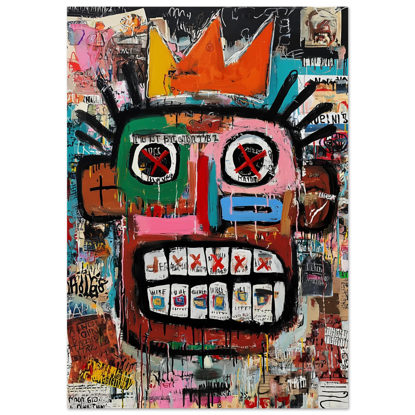 Visage Couronné aux Yeux Barrés — affiche d'art — art mural STNCL