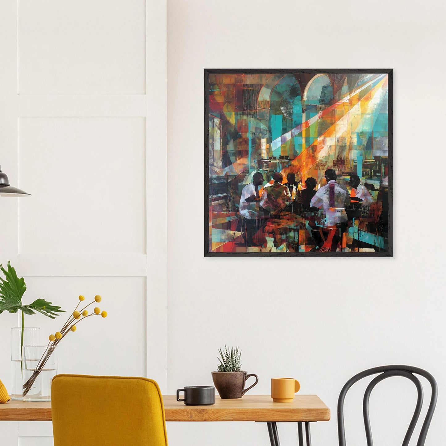 Rencontre au Café — tableau encadre bois — vue 15 — art mural STNCL