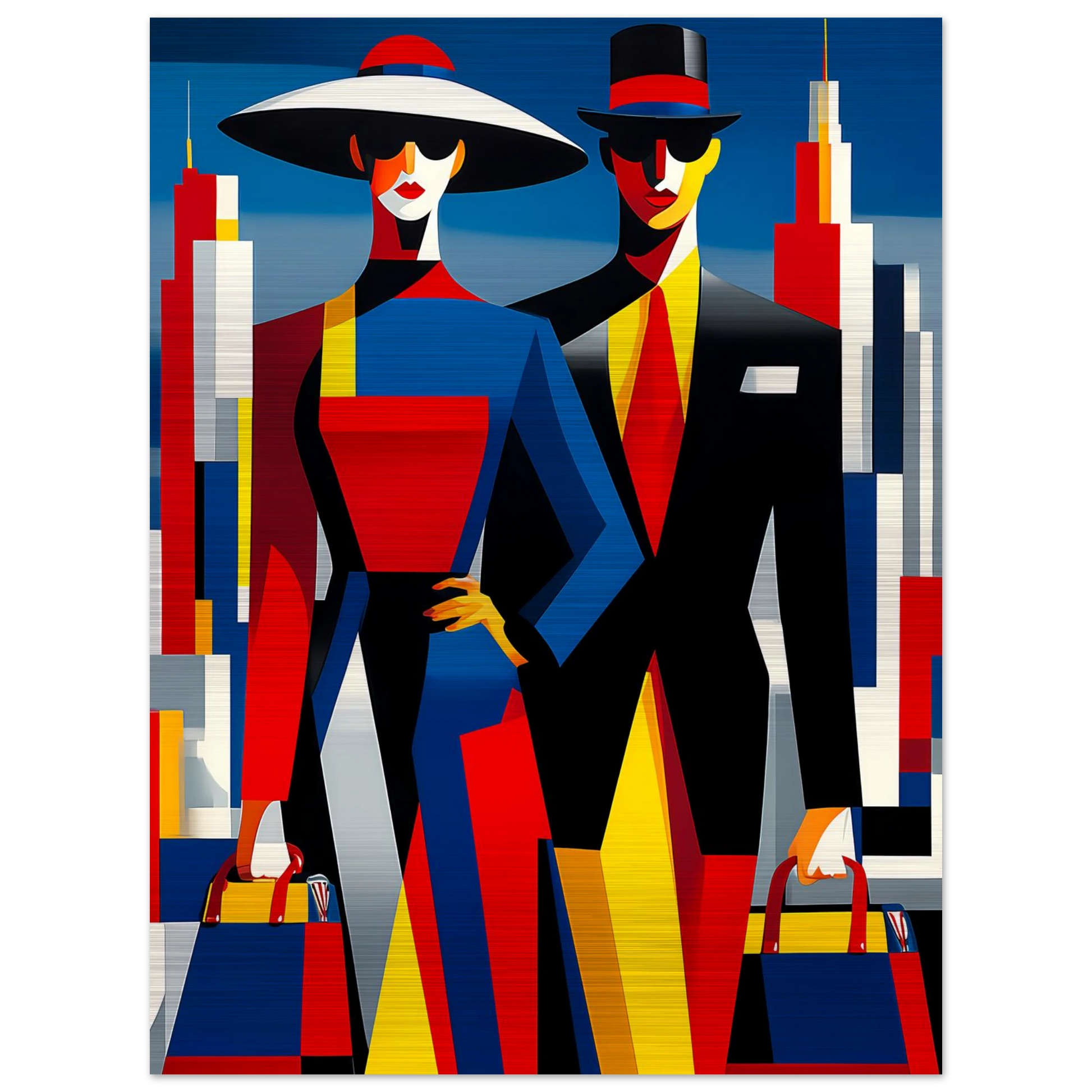 Le Couple en Ville — tableau aluminium — vue 5 — art mural STNCL