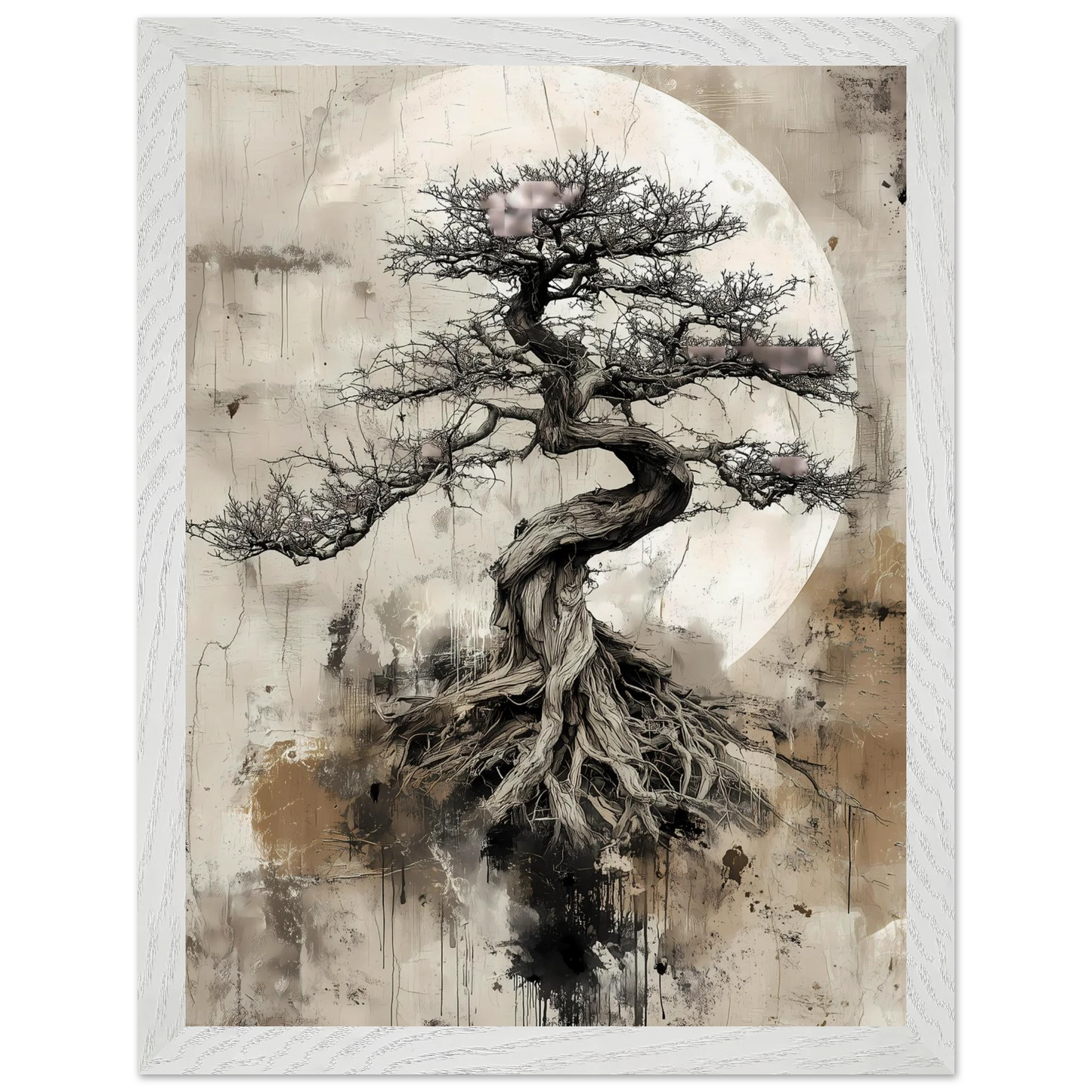 Bonsaï sous la Lune — tableau encadre bois — vue 9 — art mural STNCL