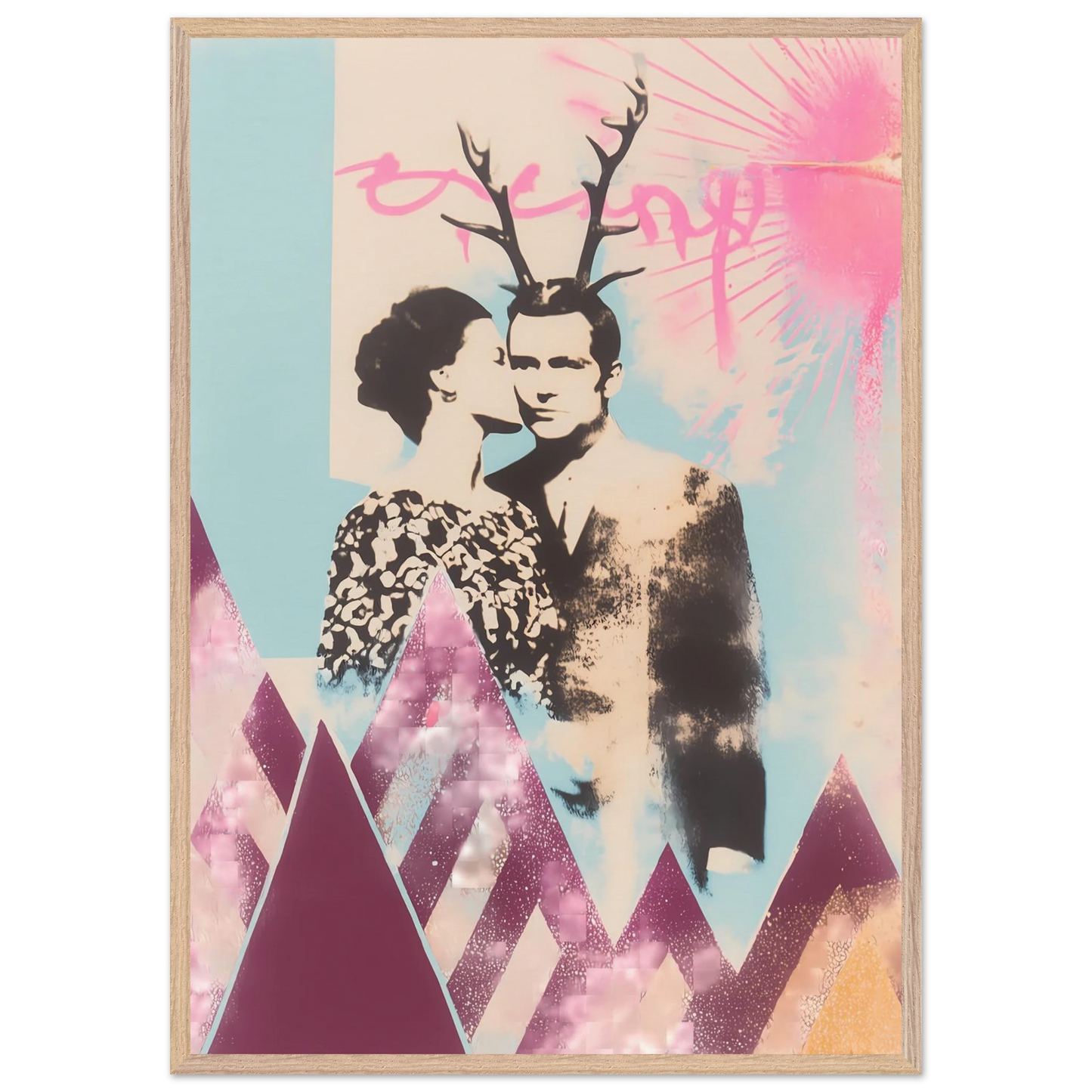 Le Couple aux Bois — tableau encadré bois — vue 6 — art mural STNCL