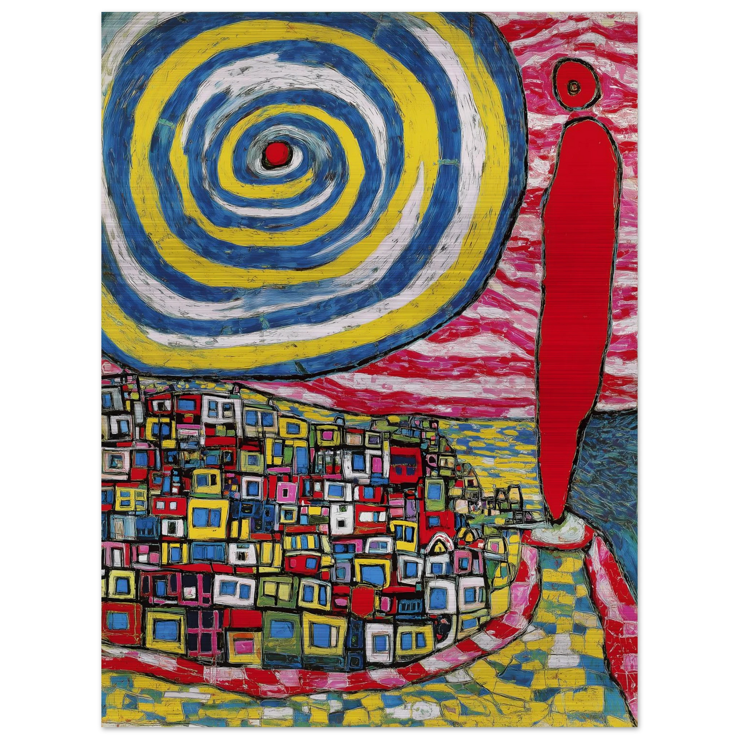 La Spirale et les Maisons — tableau aluminium — vue 2 — art mural STNCL