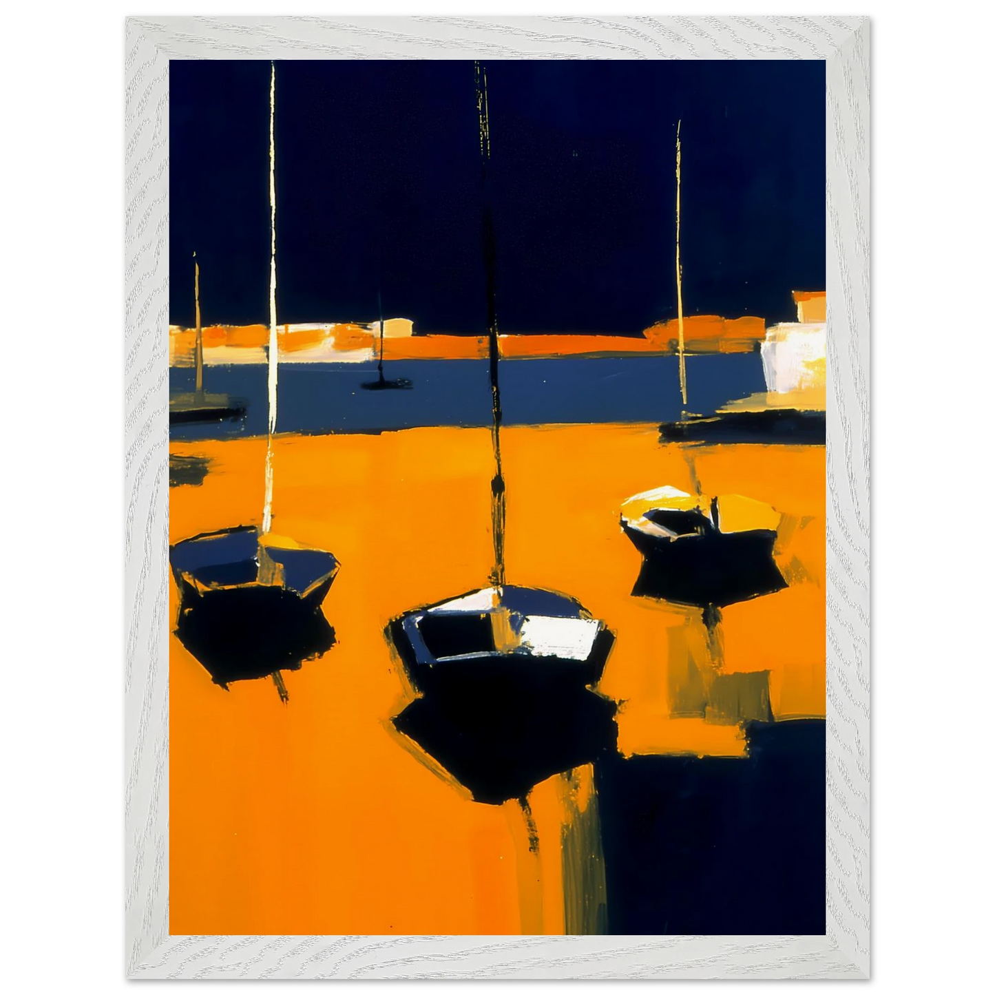Barques au Soleil Couchant — tableau encadré bois — vue 9 — art mural STNCL