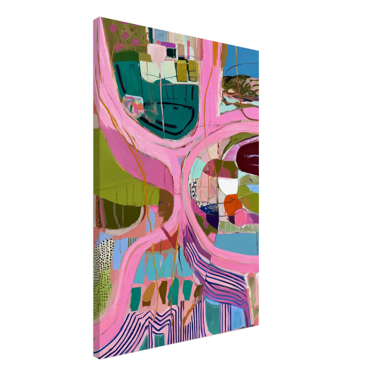 Méandres Roses — tableau sur toile — vue 2 — art mural STNCL