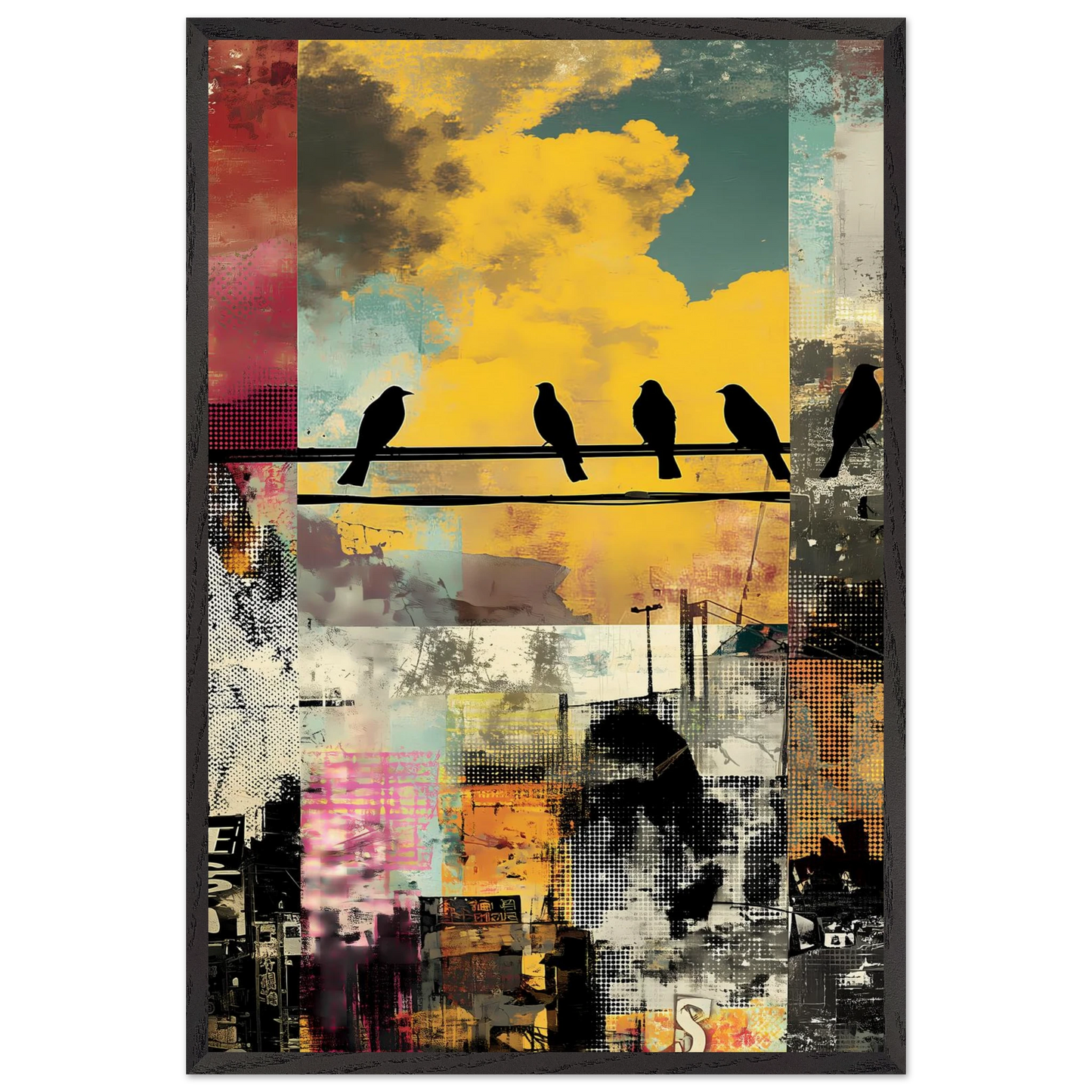 Perchoir Urbain — tableau encadre bois — vue 2 — art mural STNCL