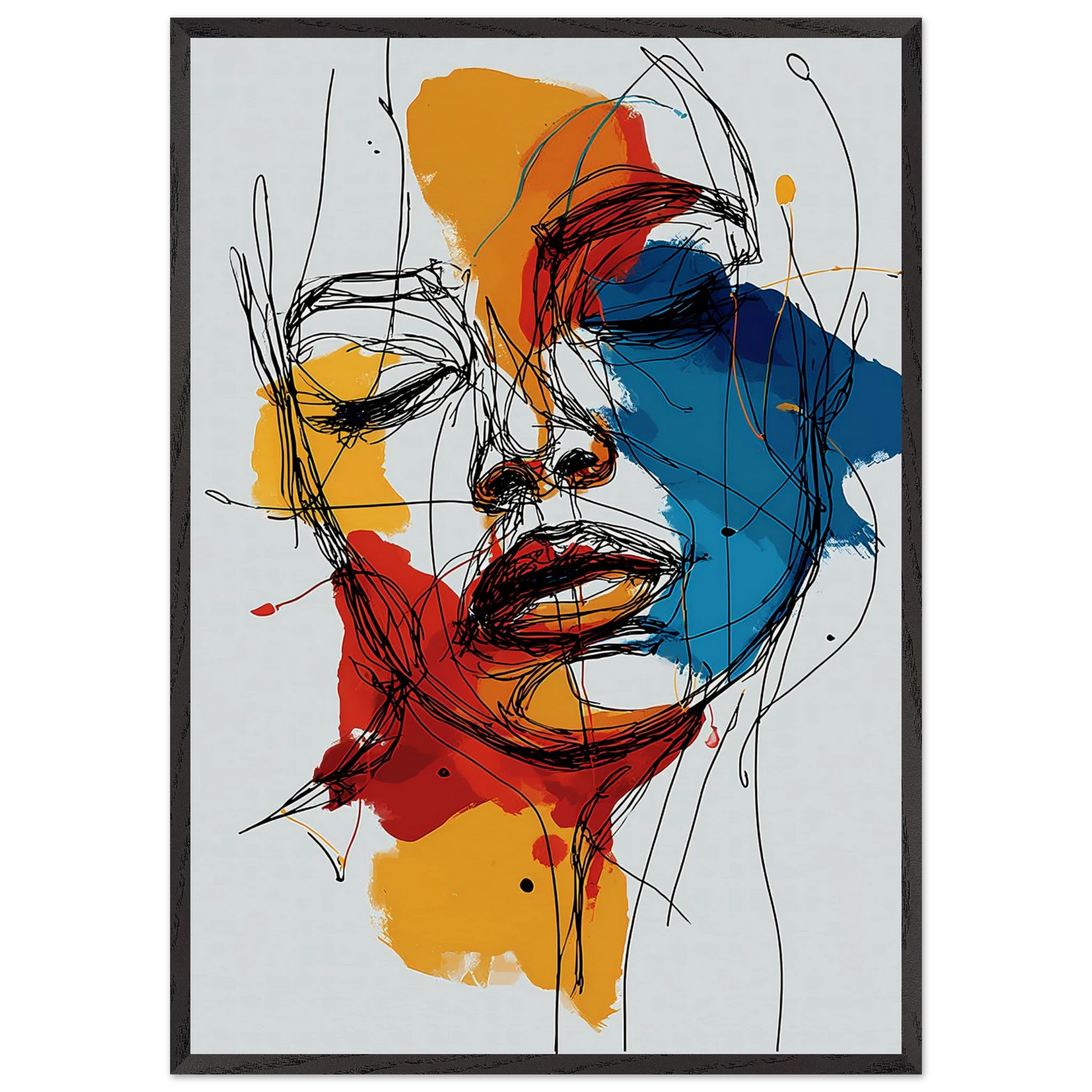 Visage en Filigrane — tableau encadré bois — art mural STNCL