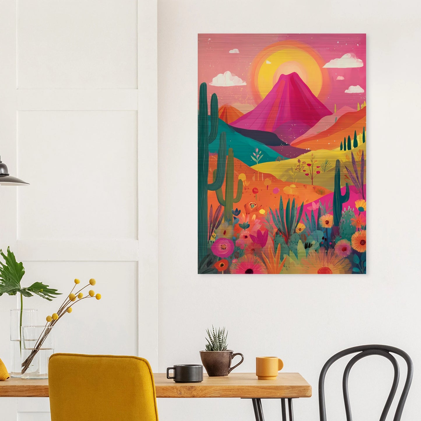 Volcan Fleuri — tableau aluminium — vue 8 — art mural STNCL