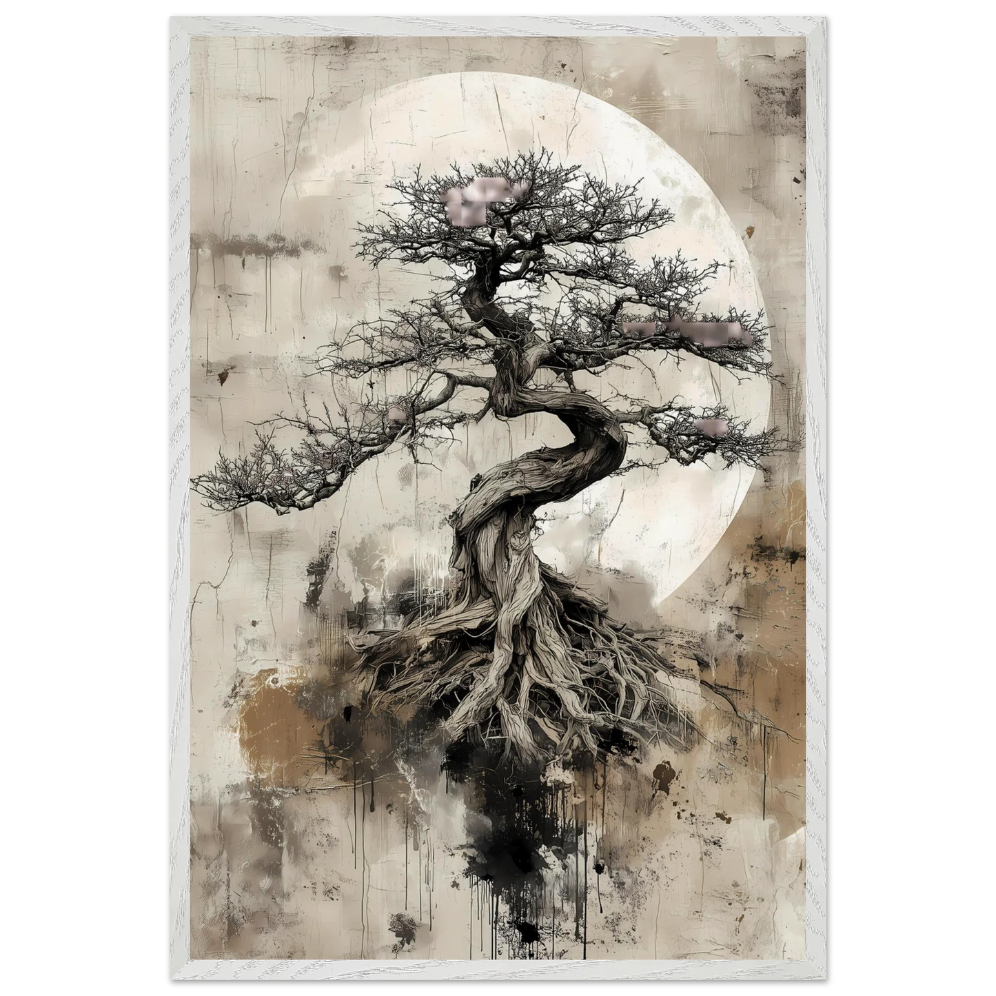Bonsaï sous la Lune — tableau encadre bois — vue 7 — art mural STNCL