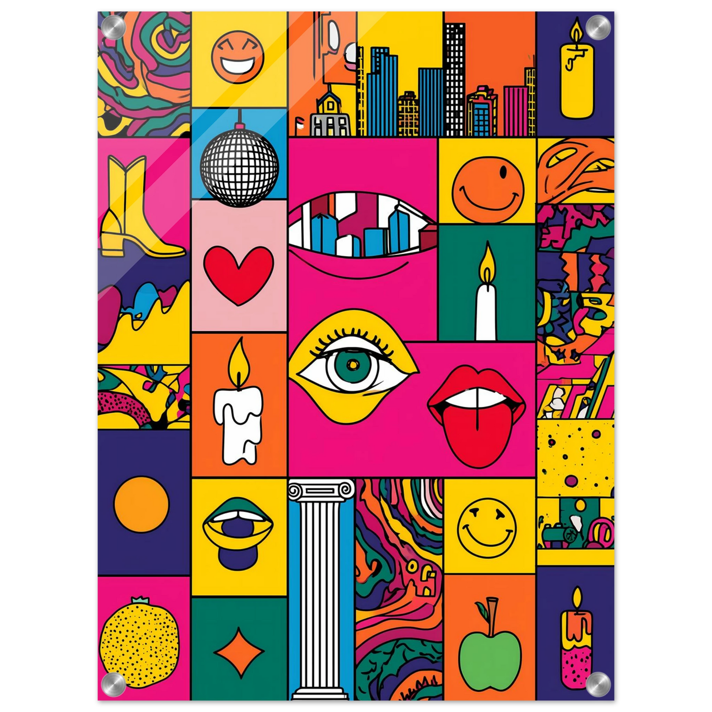 Icônes en Grille — tableau plexiglas — vue 4 — art mural STNCL