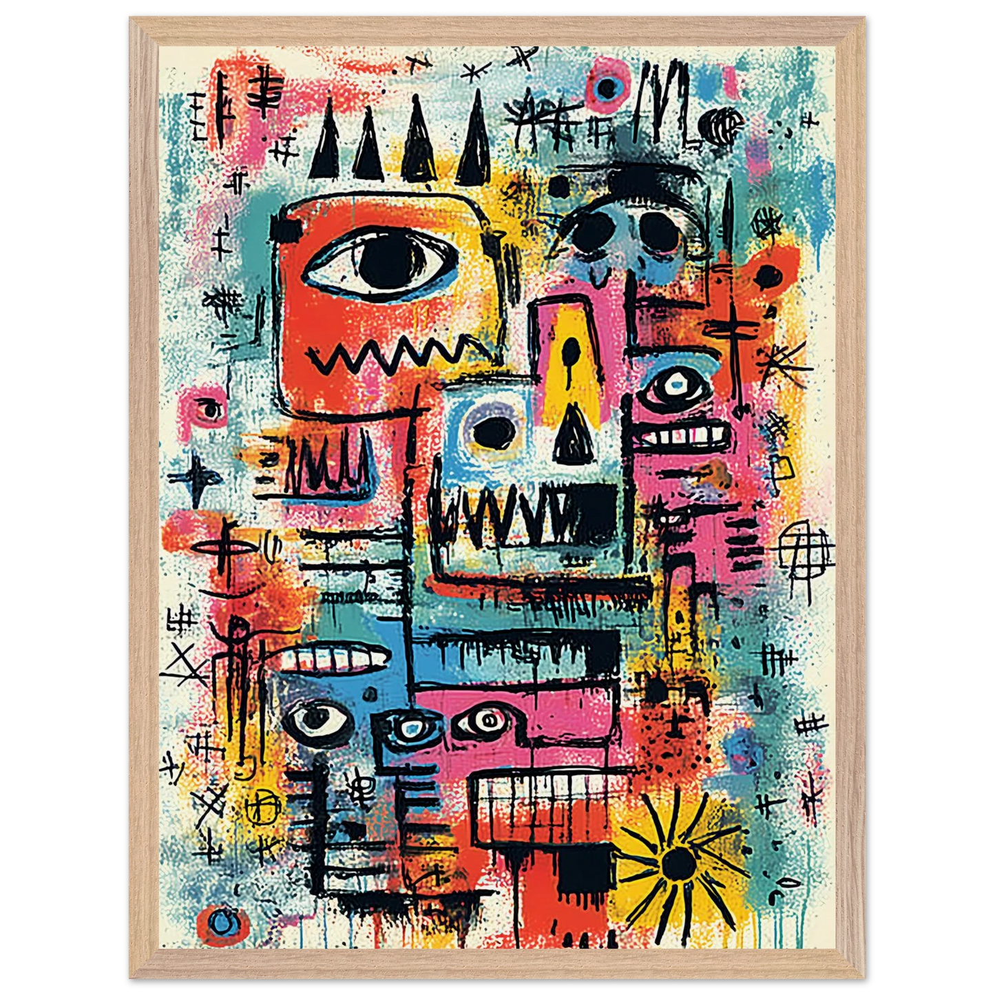 Tribu Primitive — tableau encadre bois — vue 3 — art mural STNCL