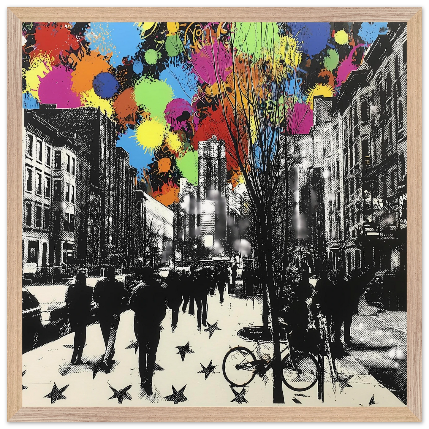 Rue en Éclats — tableau encadre bois — vue 3 — art mural STNCL