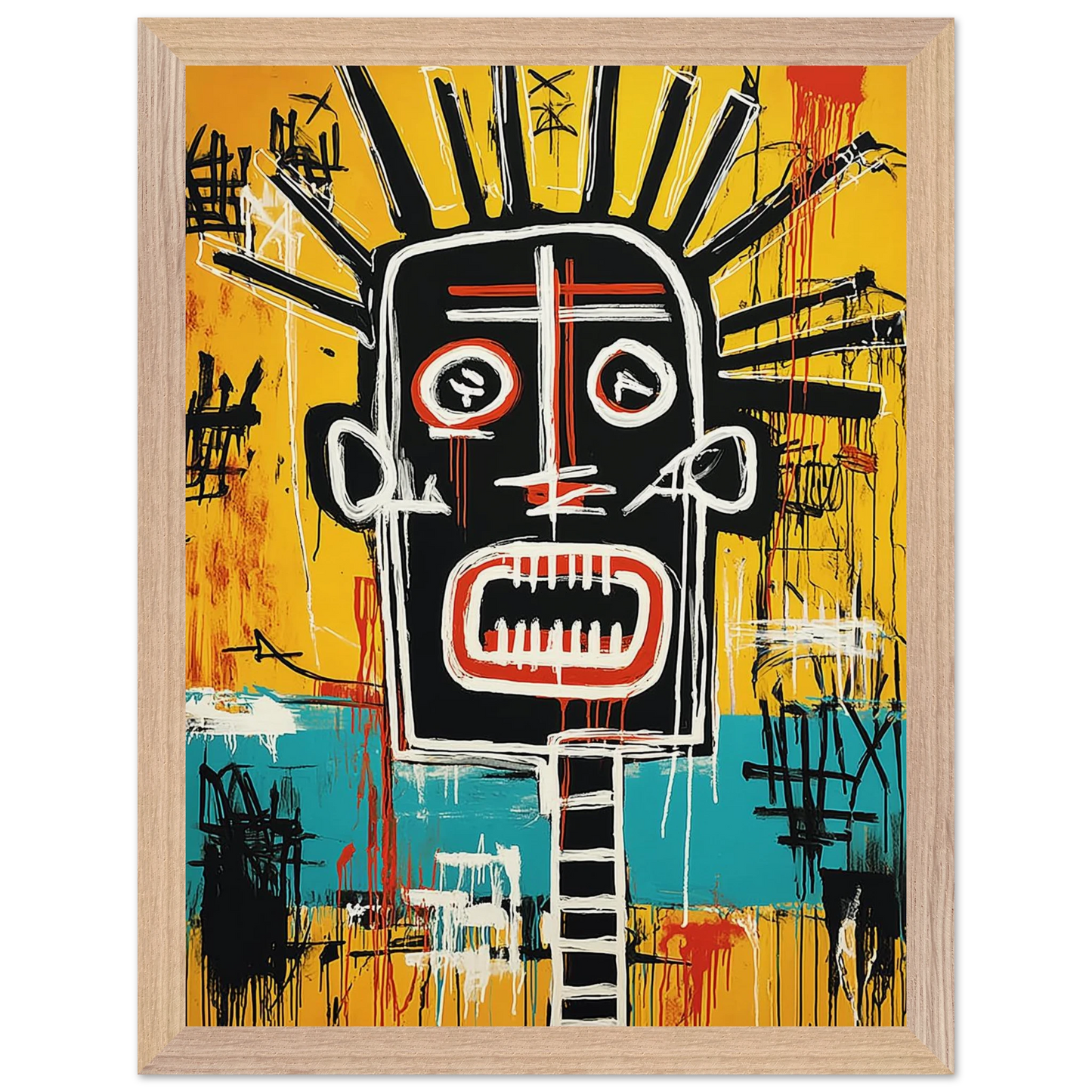 Tête Solaire — tableau encadré bois — vue 12 — art mural STNCL