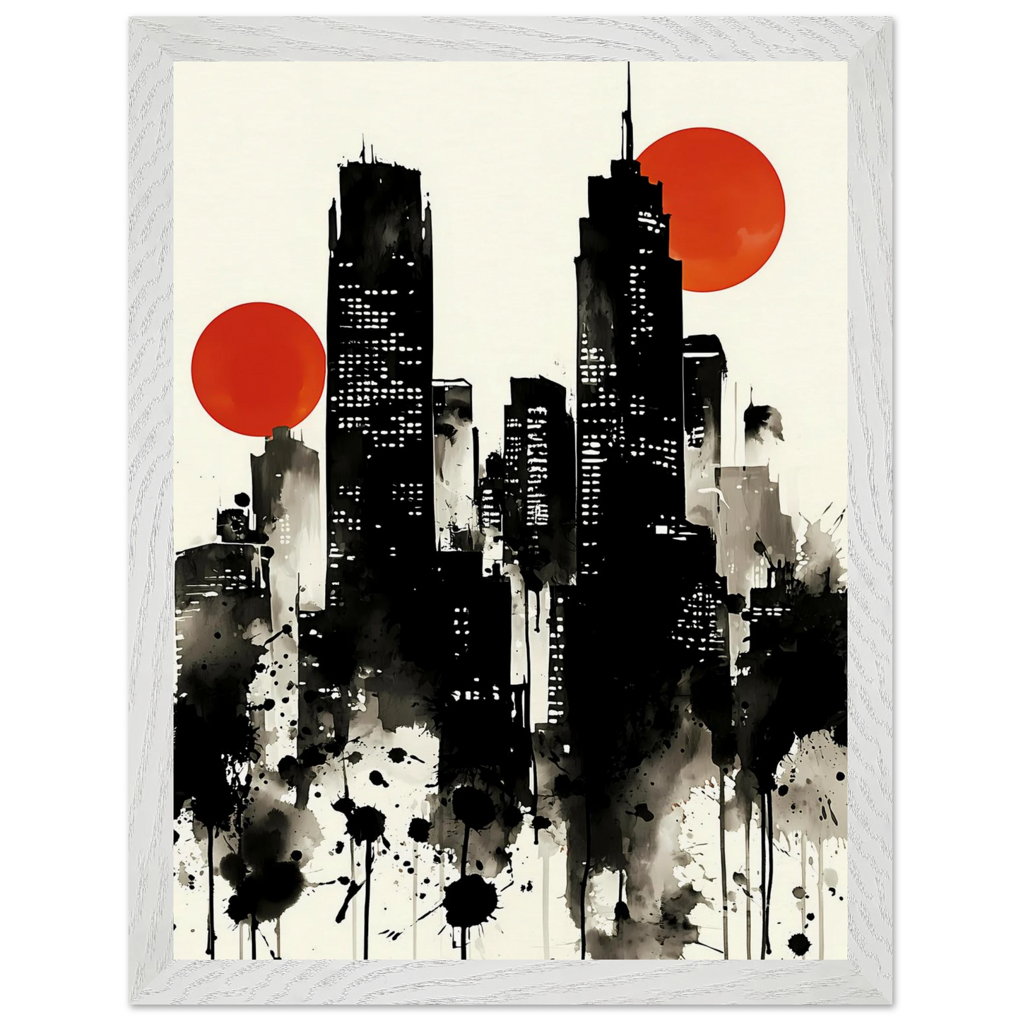 Ville d'Encre — tableau encadre bois — vue 9 — art mural STNCL