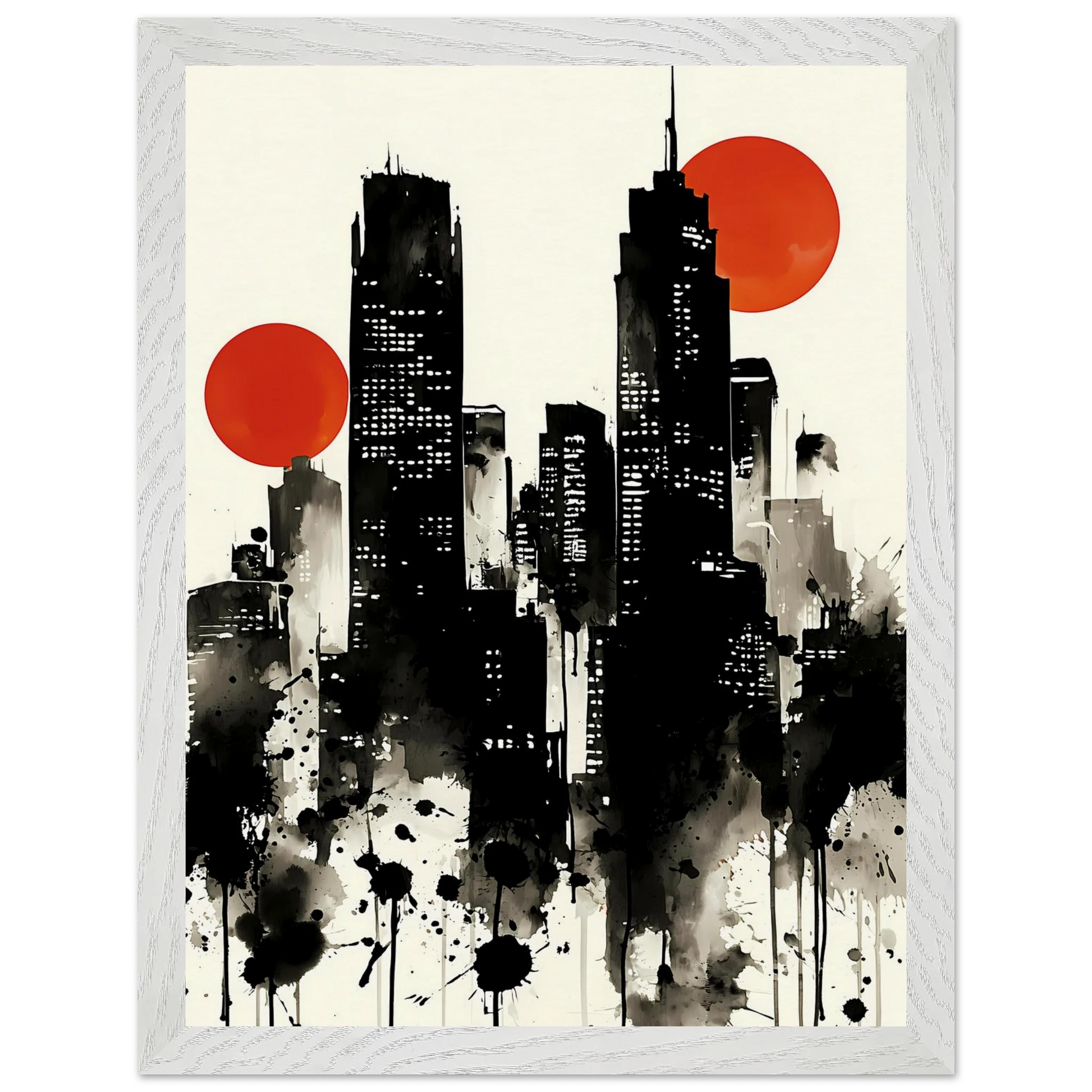 Ville d'Encre — tableau encadre bois — vue 9 — art mural STNCL