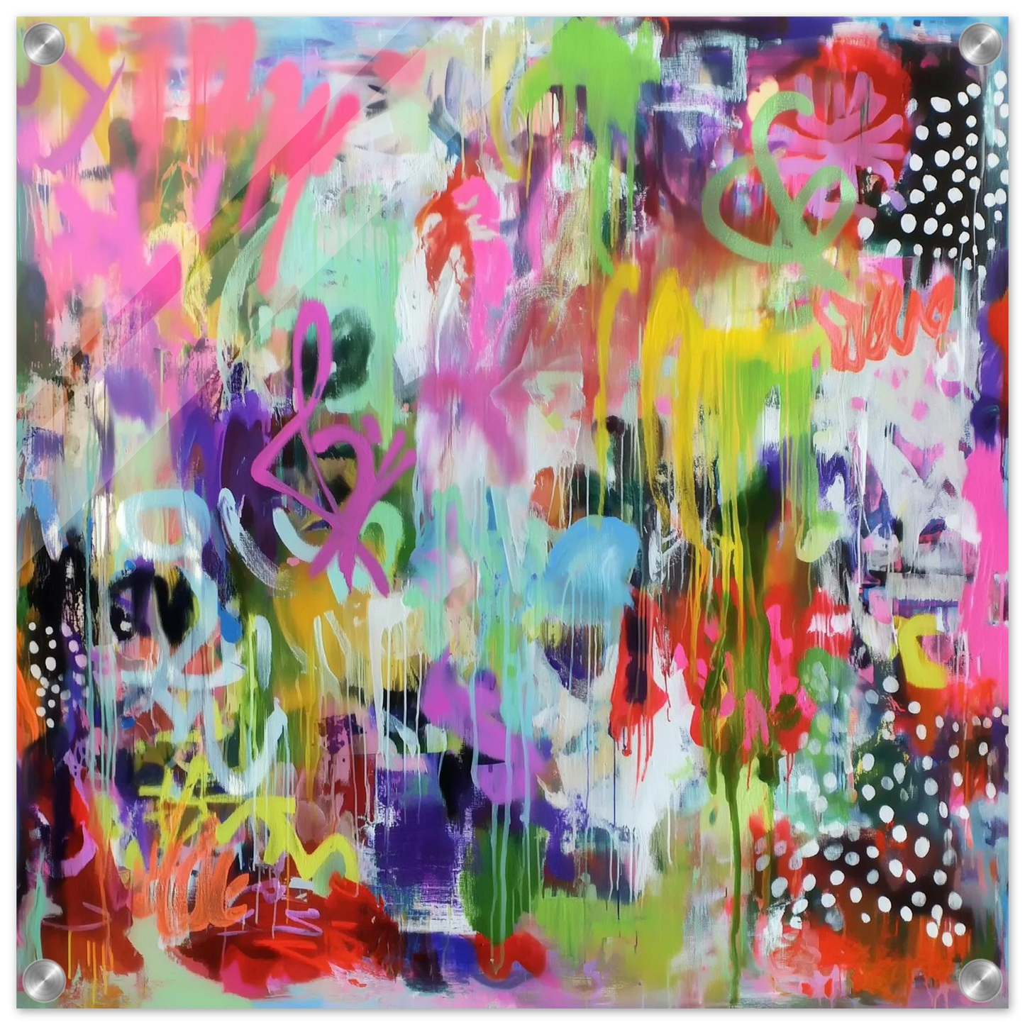 Fête sous la Pluie Néon — tableau plexiglas — vue 2 — art mural STNCL