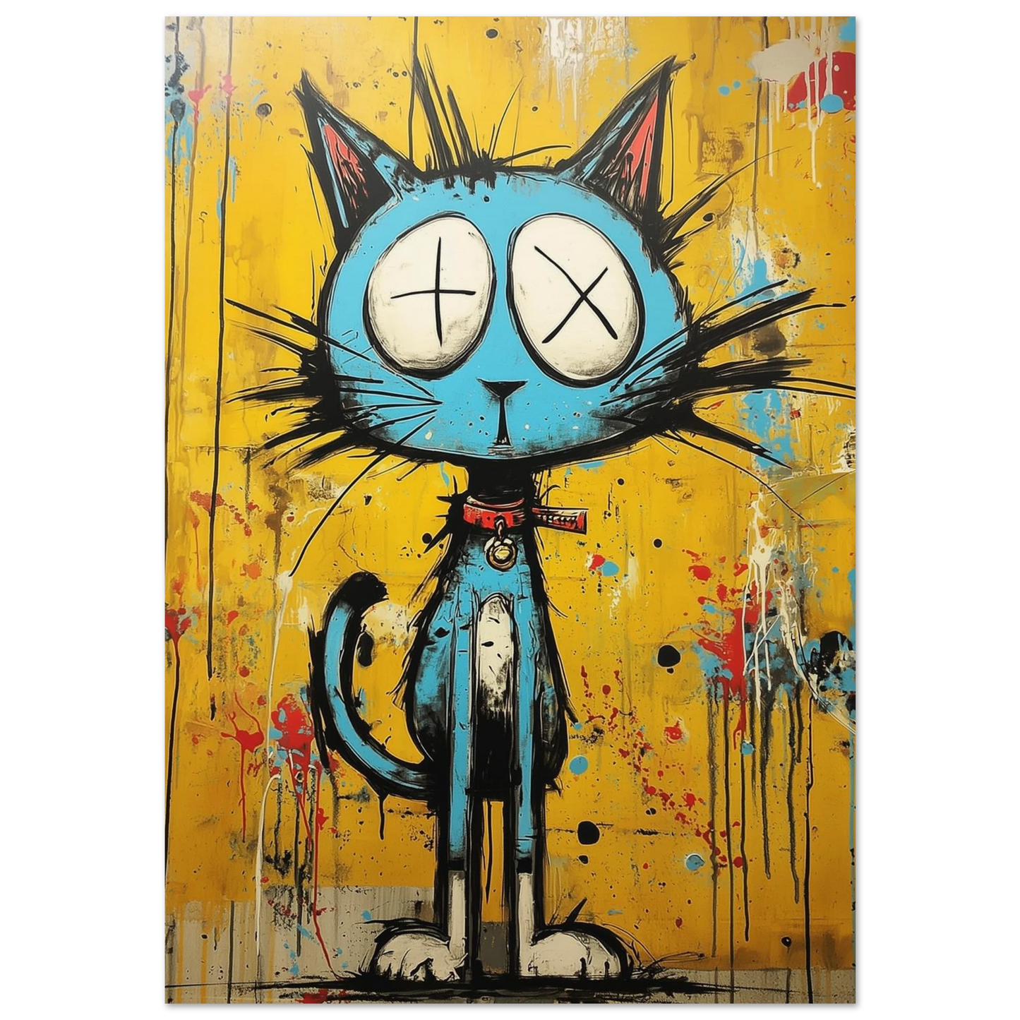 Chat Bleu aux Yeux Croix — affiche d'art — art mural STNCL