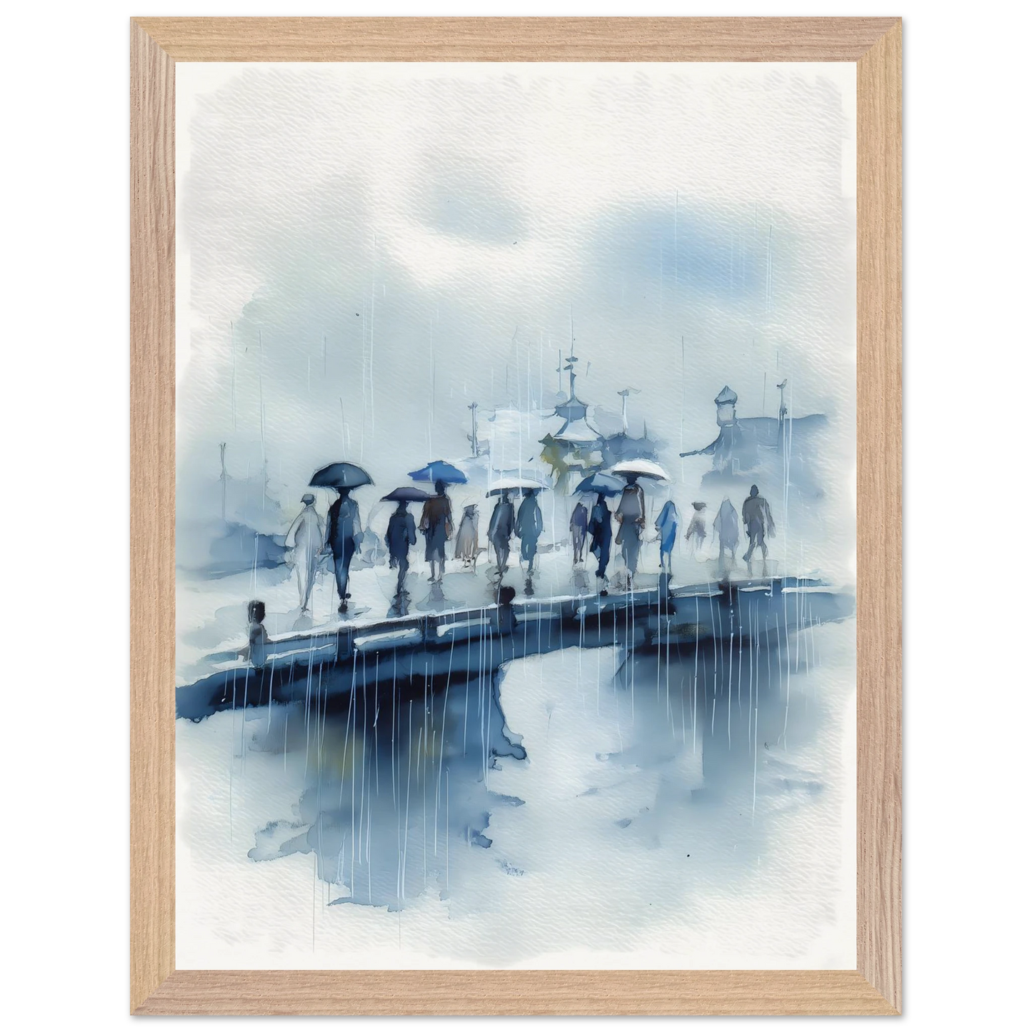 Pluie sur le Pont — tableau encadre bois — vue 12 — art mural STNCL
