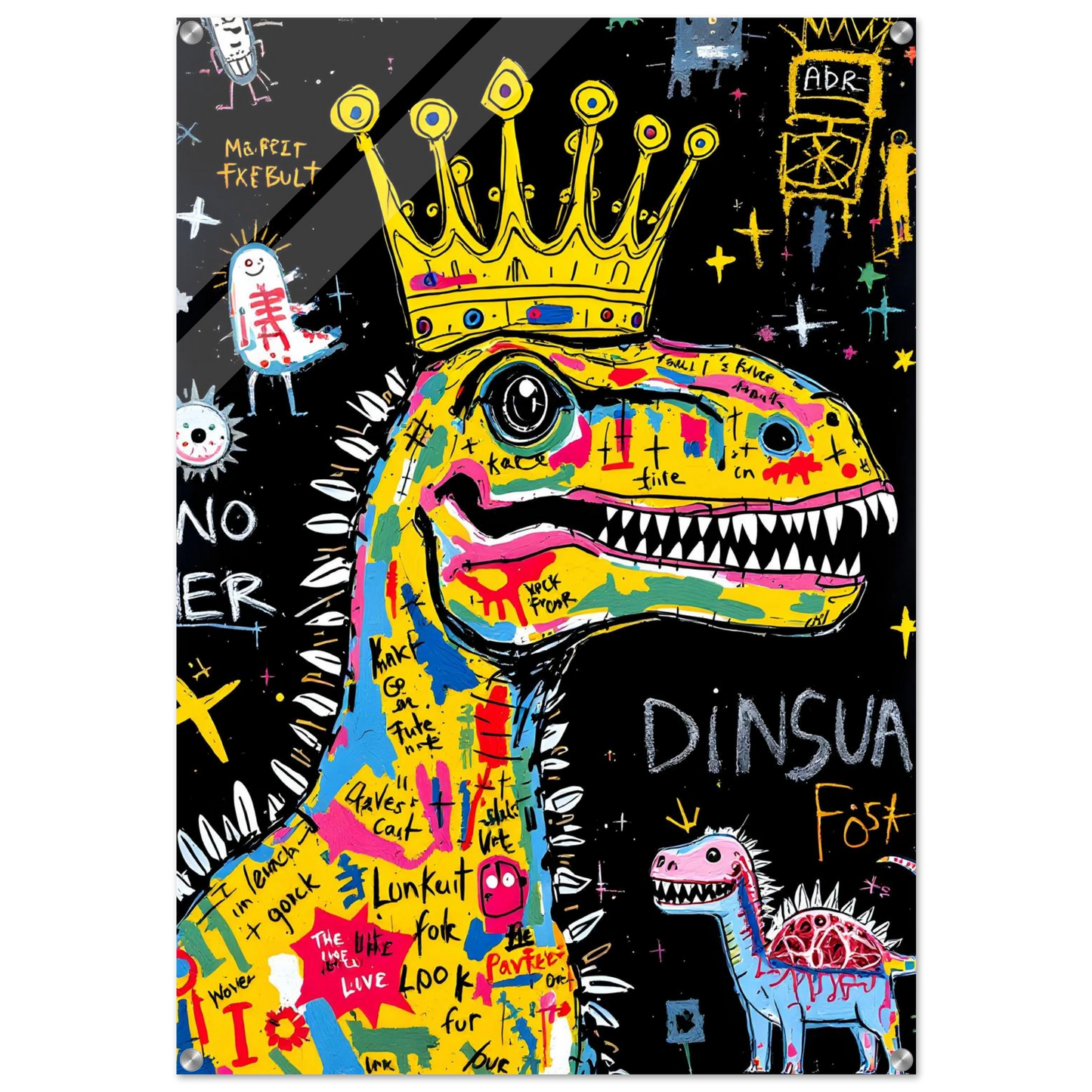 Dinosaure Roi Graffiti — tableau plexiglas — art mural STNCL