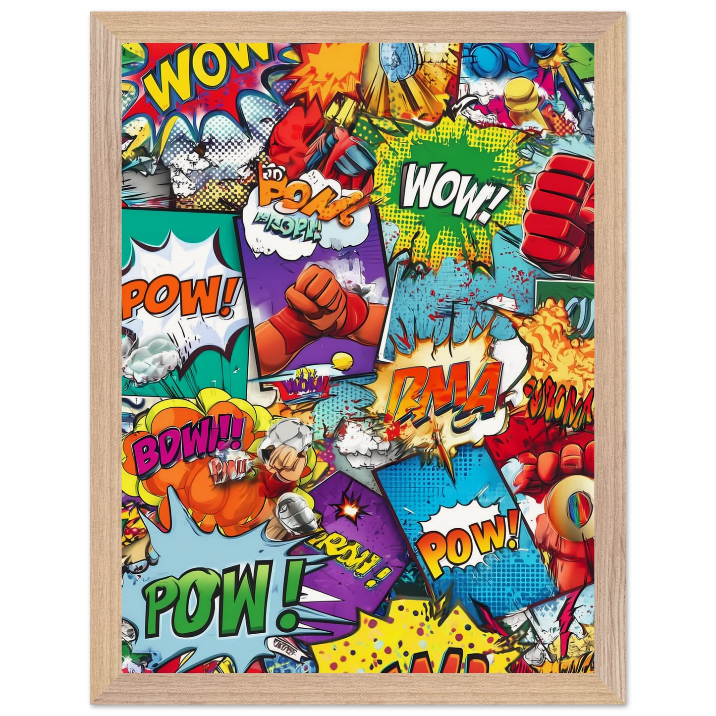 Explosion Pop Art — tableau encadre bois — vue 12 — art mural STNCL