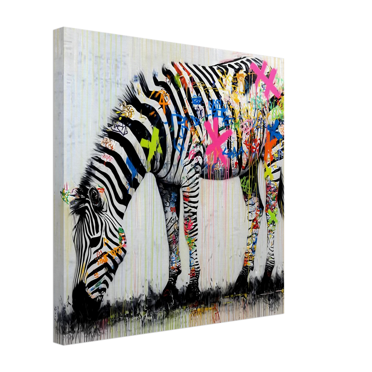 Zèbre Taggé — tableau sur toile — vue 4 — art mural STNCL