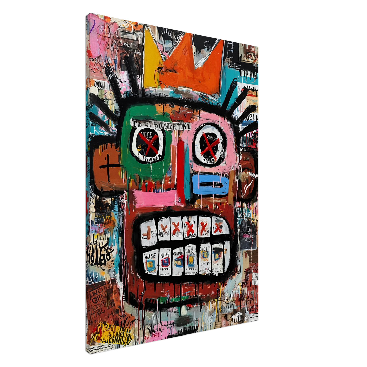 Visage Couronné aux Yeux Barrés — tableau sur toile — art mural STNCL