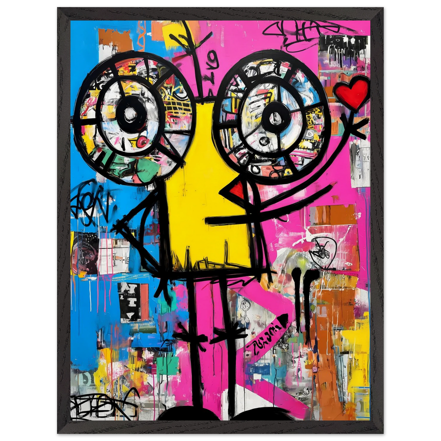 Petit Monstre au Cœur — tableau encadré bois — vue 15 — art mural STNCL