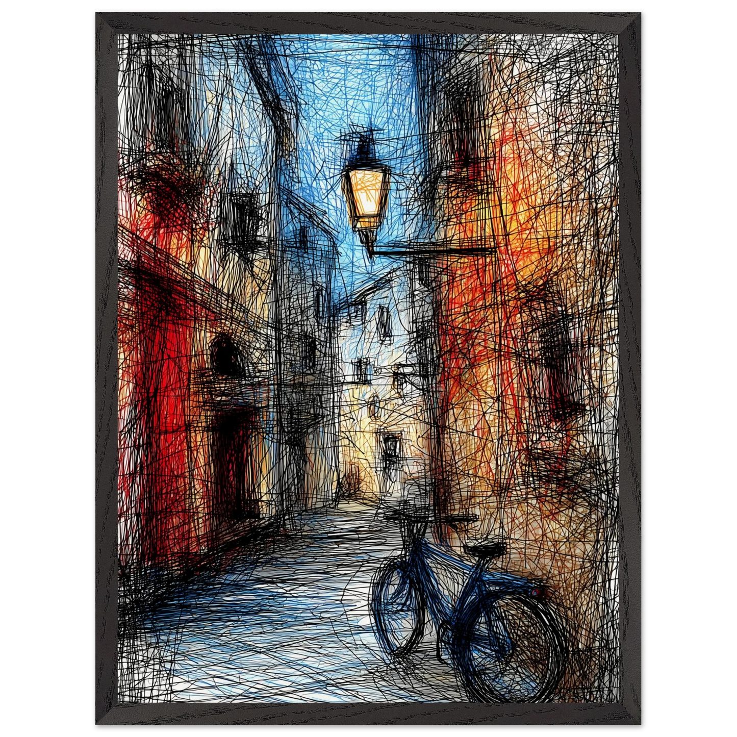 Ruelle à la Lanterne — tableau encadré bois — vue 15 — art mural STNCL