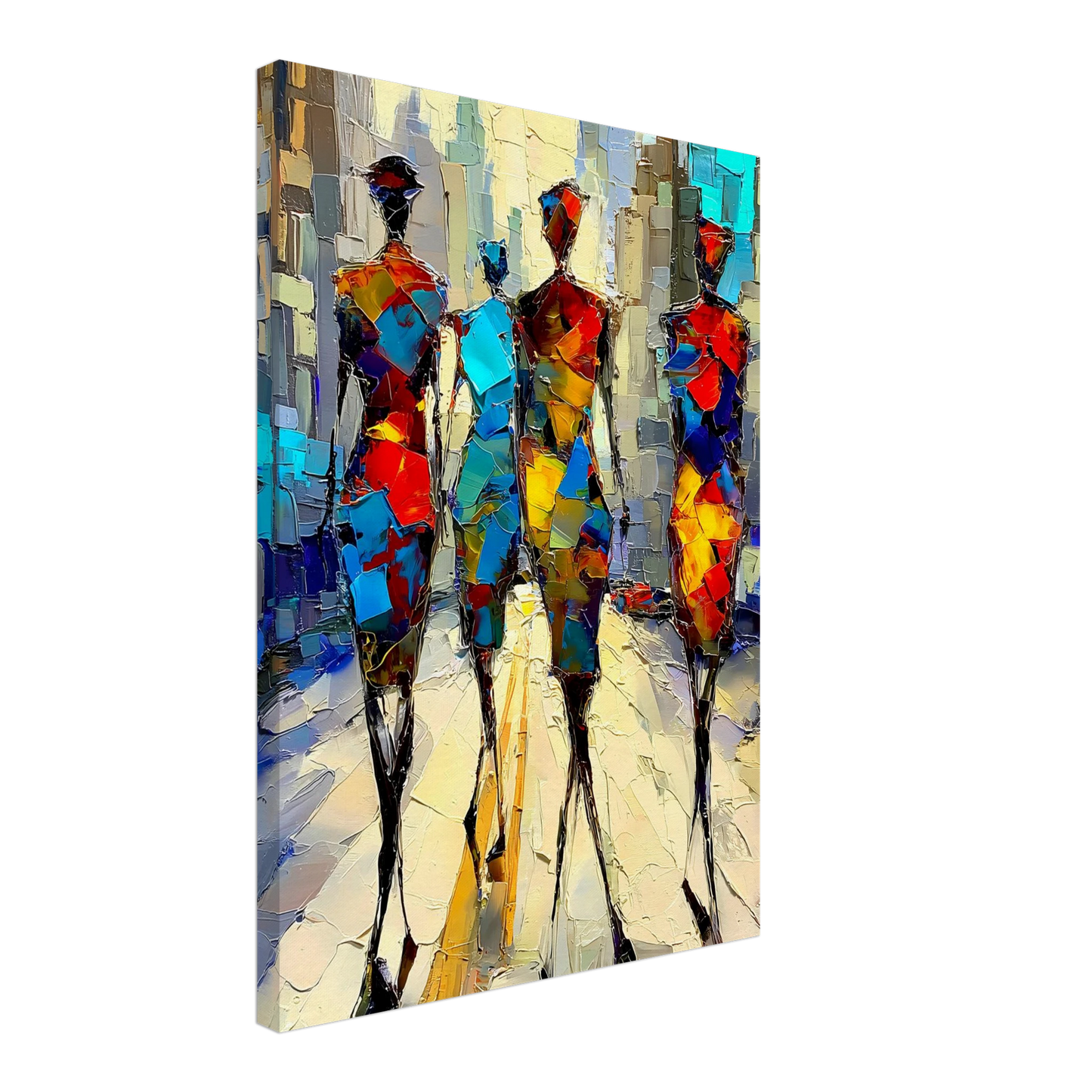 Silhouettes en Mosaïque — tableau sur toile — vue 3 — art mural STNCL