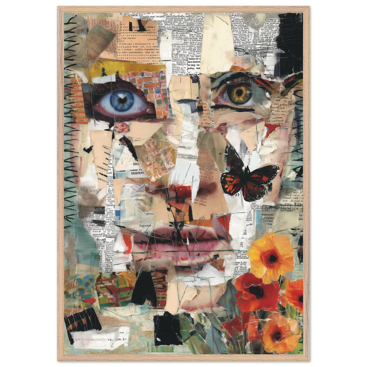 Le Visage de Papier — tableau encadré bois — vue 6 — art mural STNCL