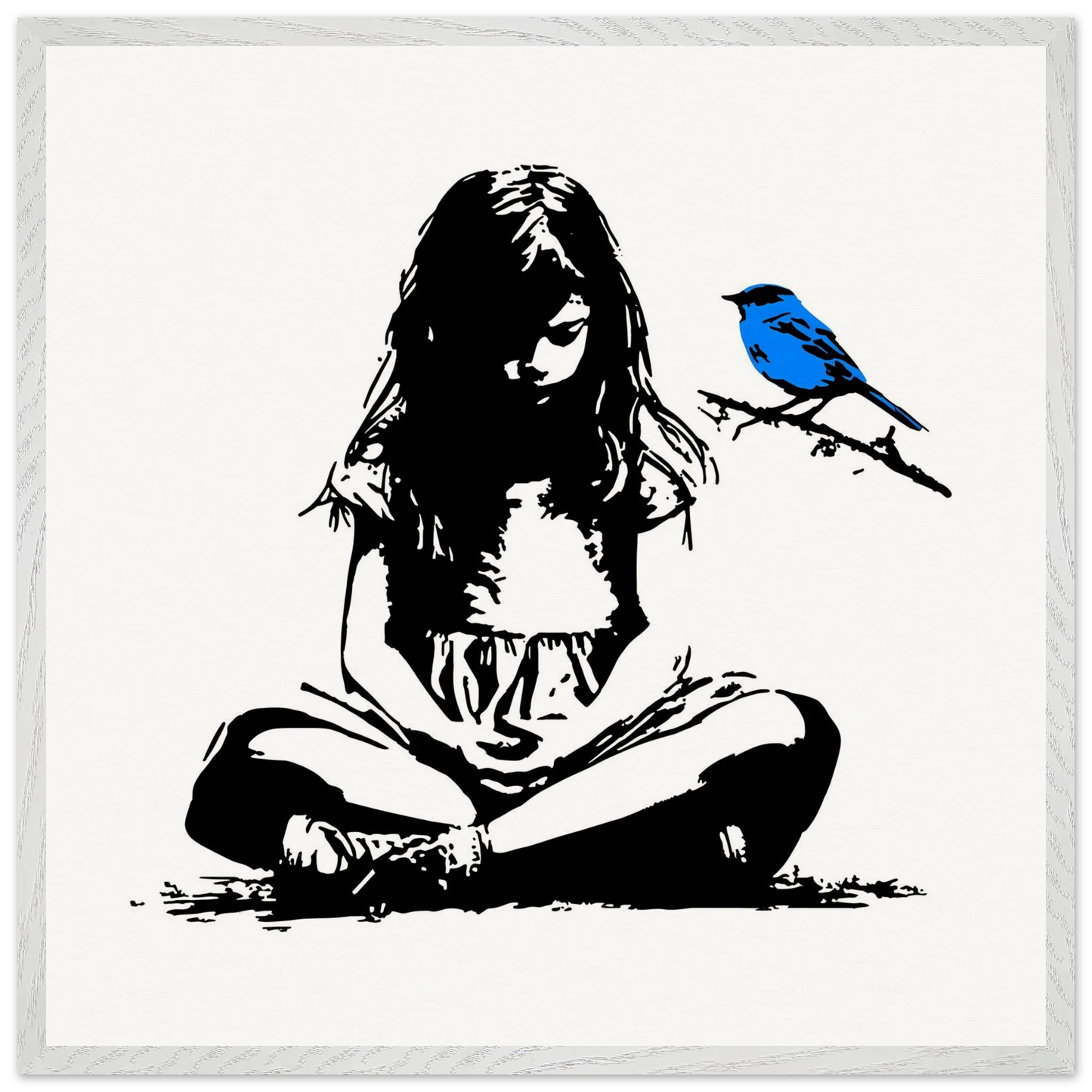 L'Oiseau Bleu — tableau encadré bois — vue 5 — art mural STNCL