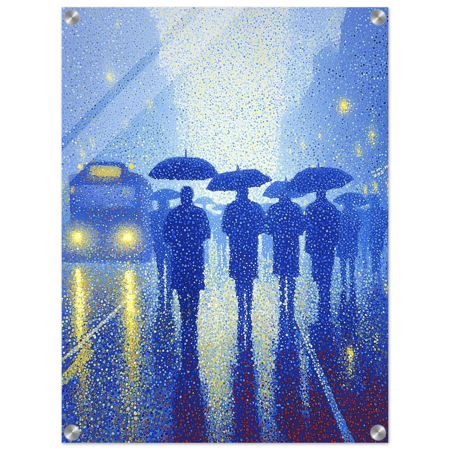 Pluie de Néon Bleu — tableau plexiglas — vue 3 — art mural STNCL