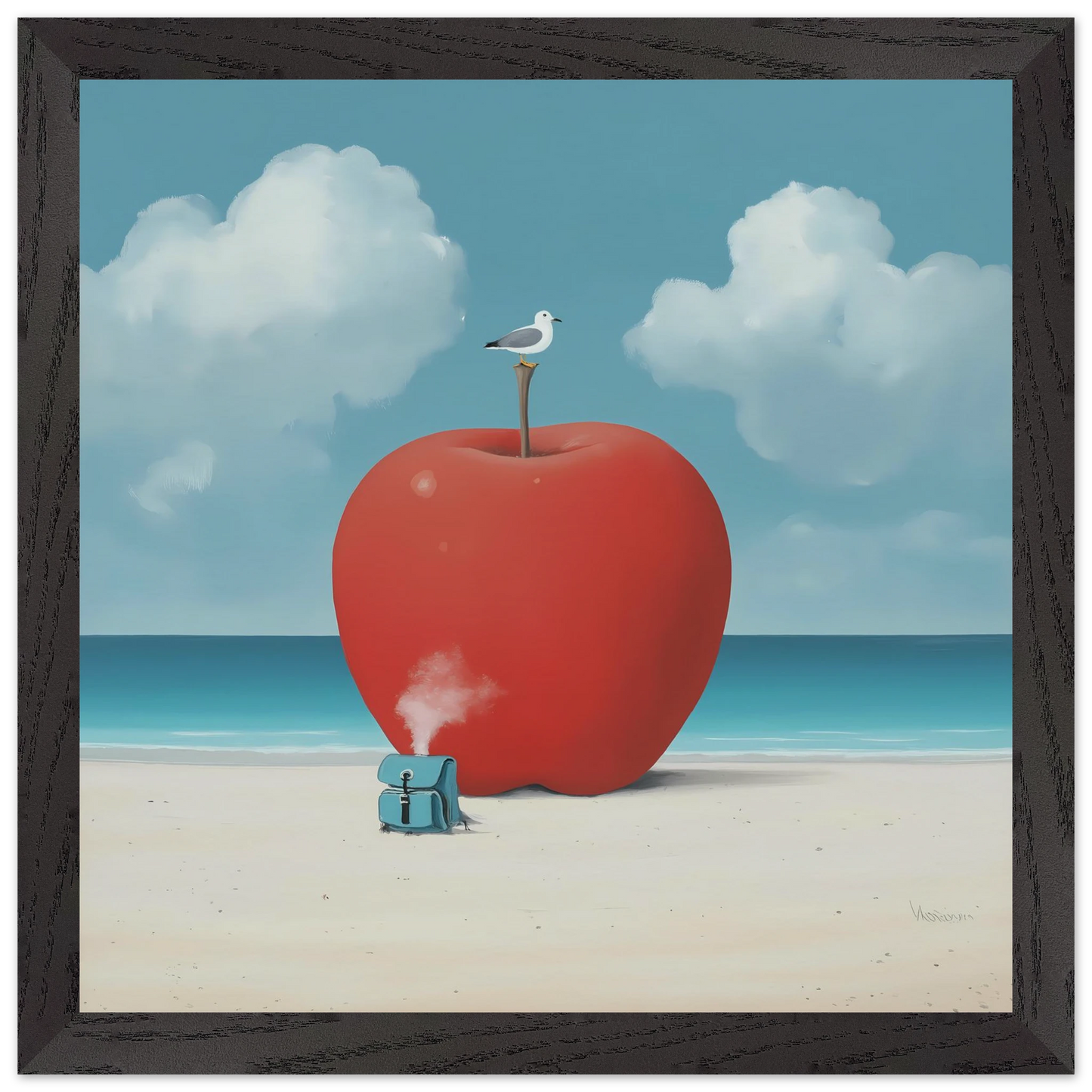 Pomme sur la Plage — tableau encadre bois — vue 2 — art mural STNCL