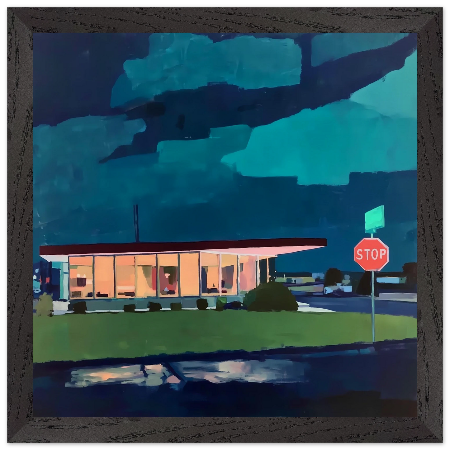 Lumière sur la Route — tableau encadré bois — vue 2 — art mural STNCL
